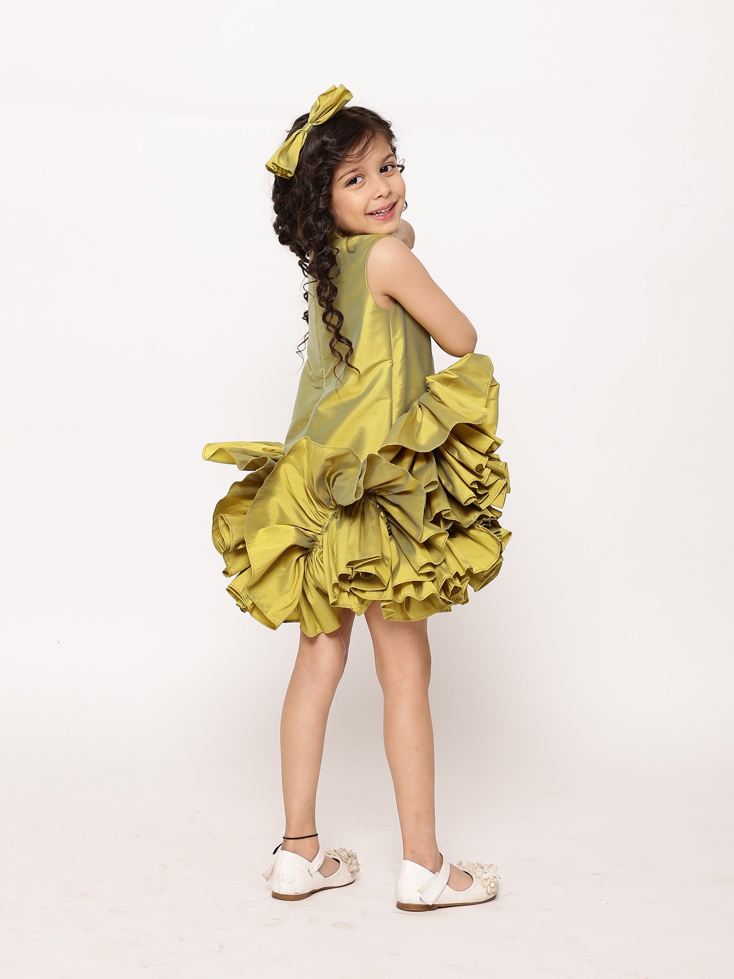 Sale JANYAS CLOSET Green Ruffled Tafetta Dream Dress*