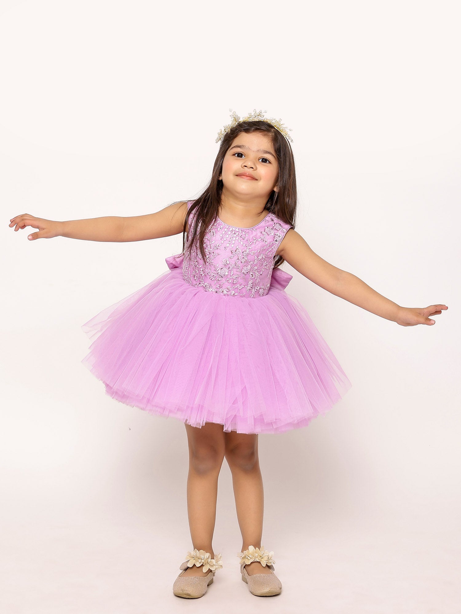 JANYAS CLOSET Lavender Tulle Dress With Convertible Drape
