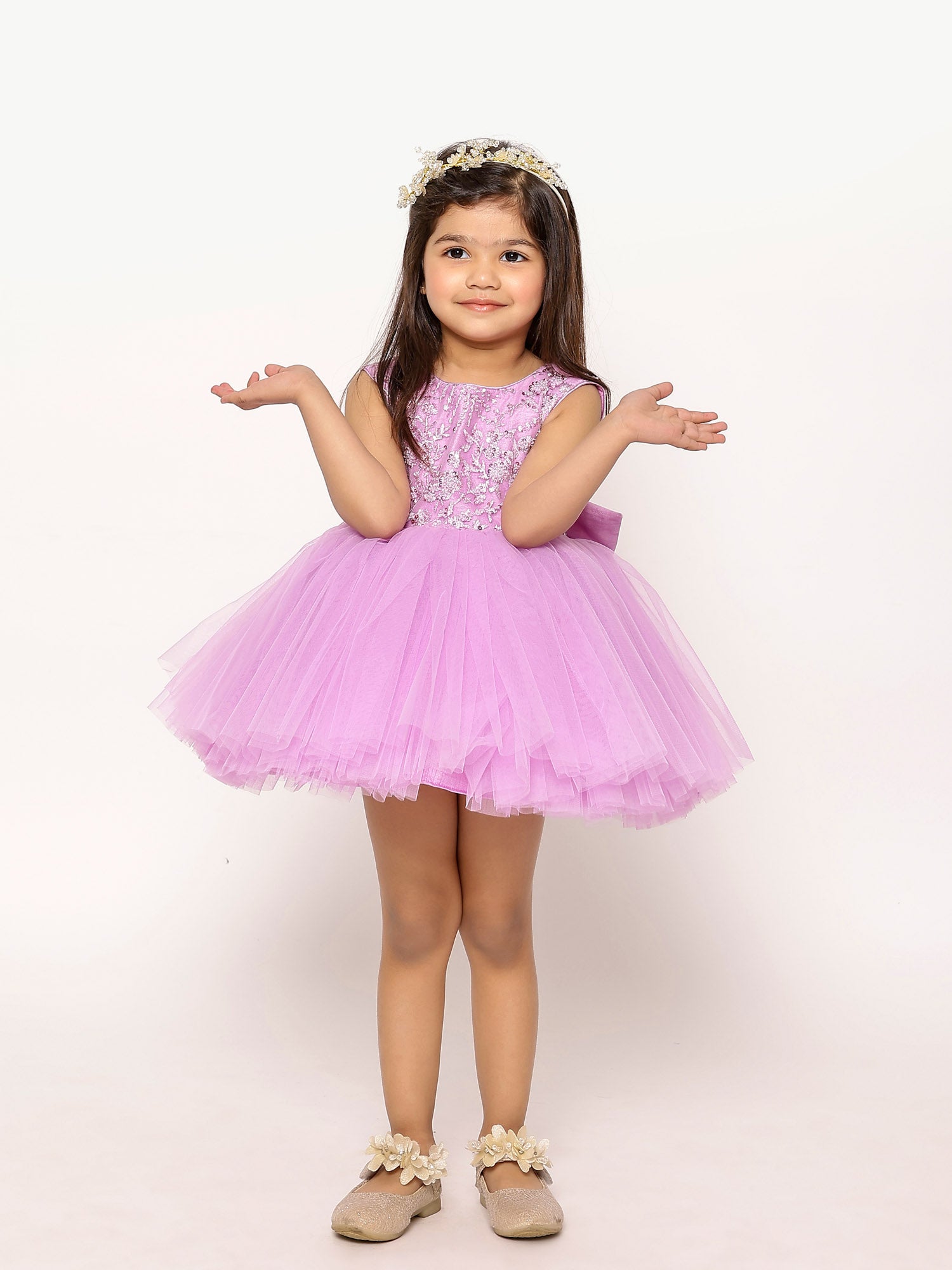 JANYAS CLOSET Lavender Tulle Dress With Convertible Drape