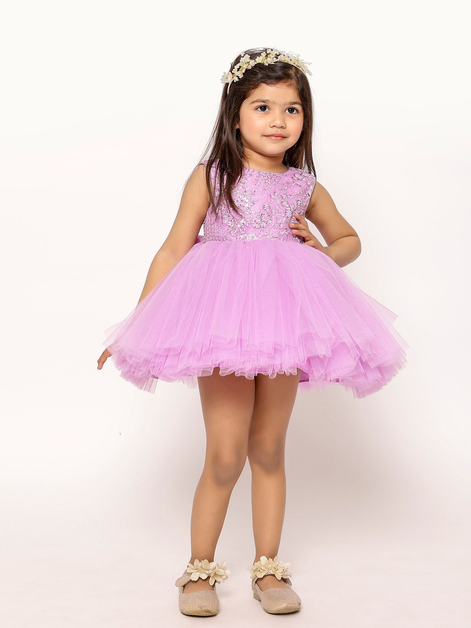 JANYAS CLOSET Lavender Tulle Dress With Convertible Drape