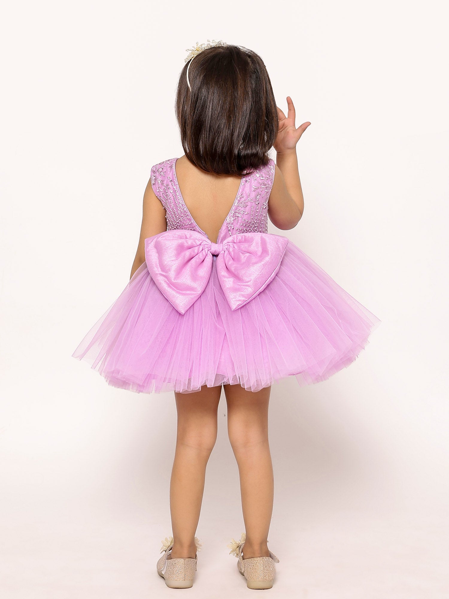 JANYAS CLOSET Lavender Tulle Dress With Convertible Drape