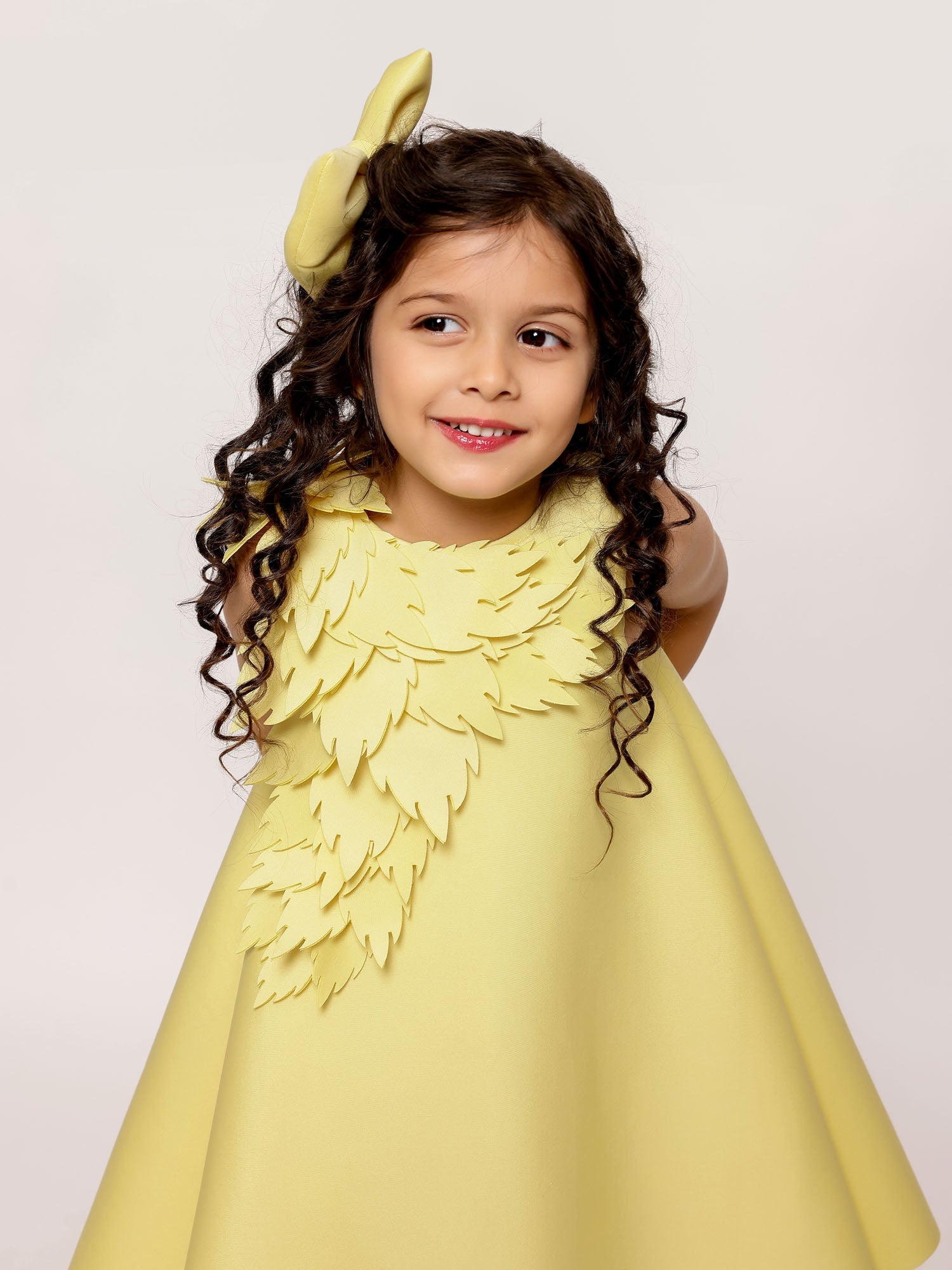 Sample JANYAS CLOSET Yellow Aster Neoprene Dress