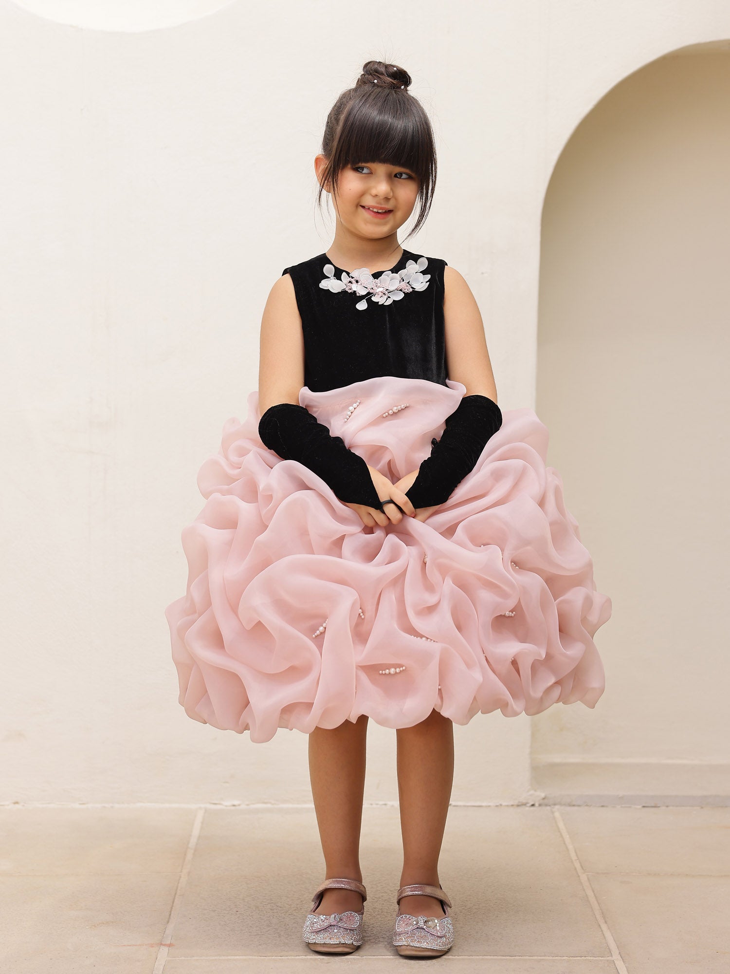 Velvet Mauve Tuck Party Dress
