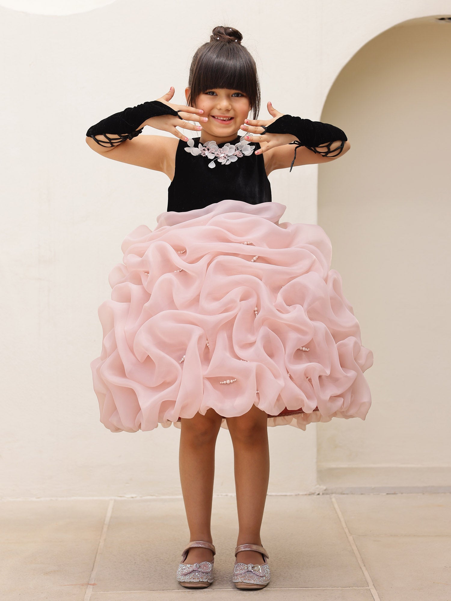 Velvet Mauve Tuck Party Dress