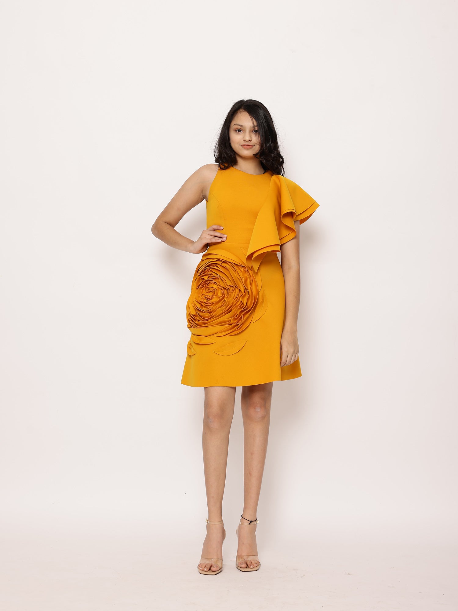 Janyas Closet: Yellow Teen Ruffle Pop On Party Dress