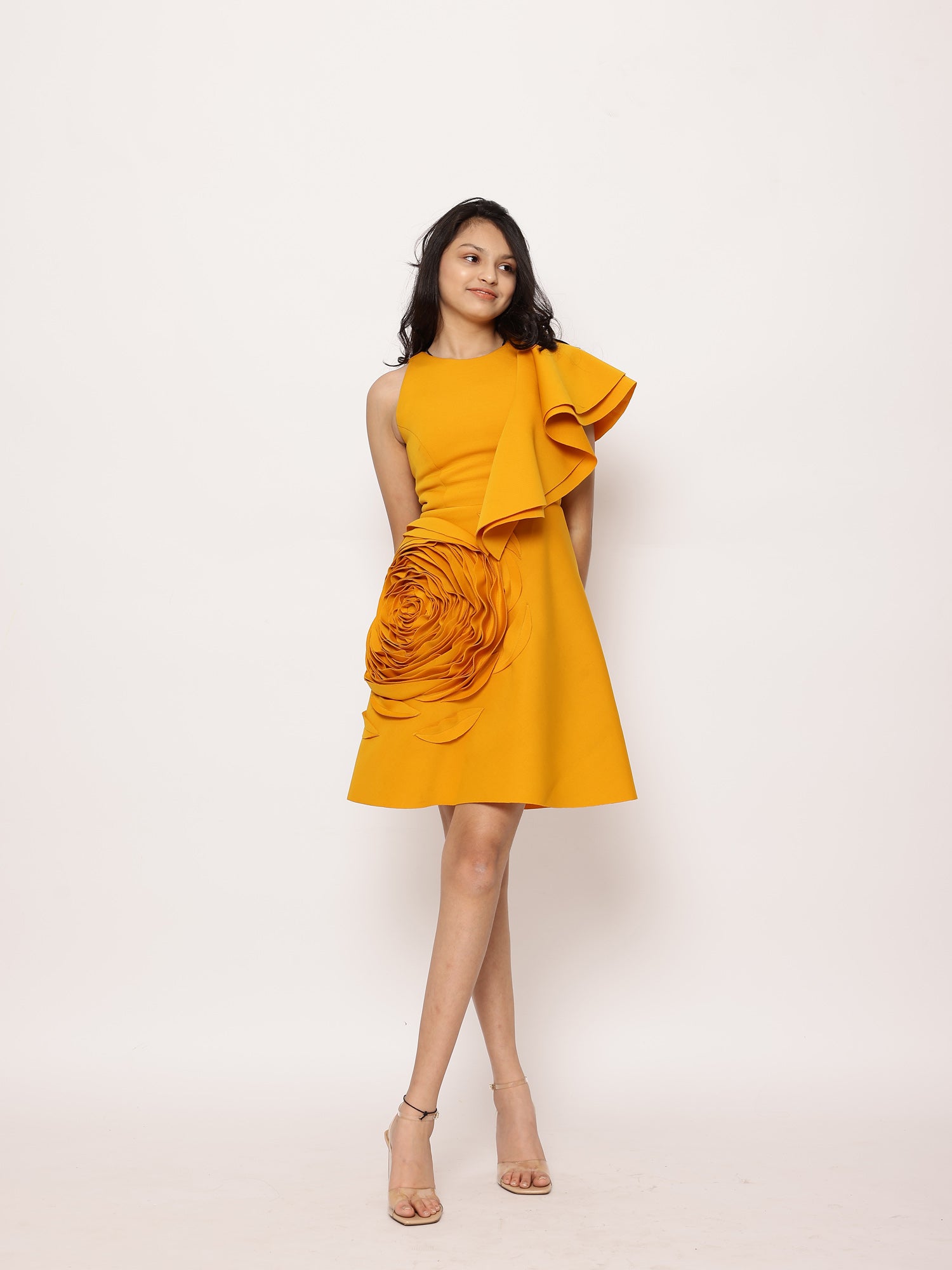Janyas Closet: Yellow Teen Ruffle Pop On Party Dress