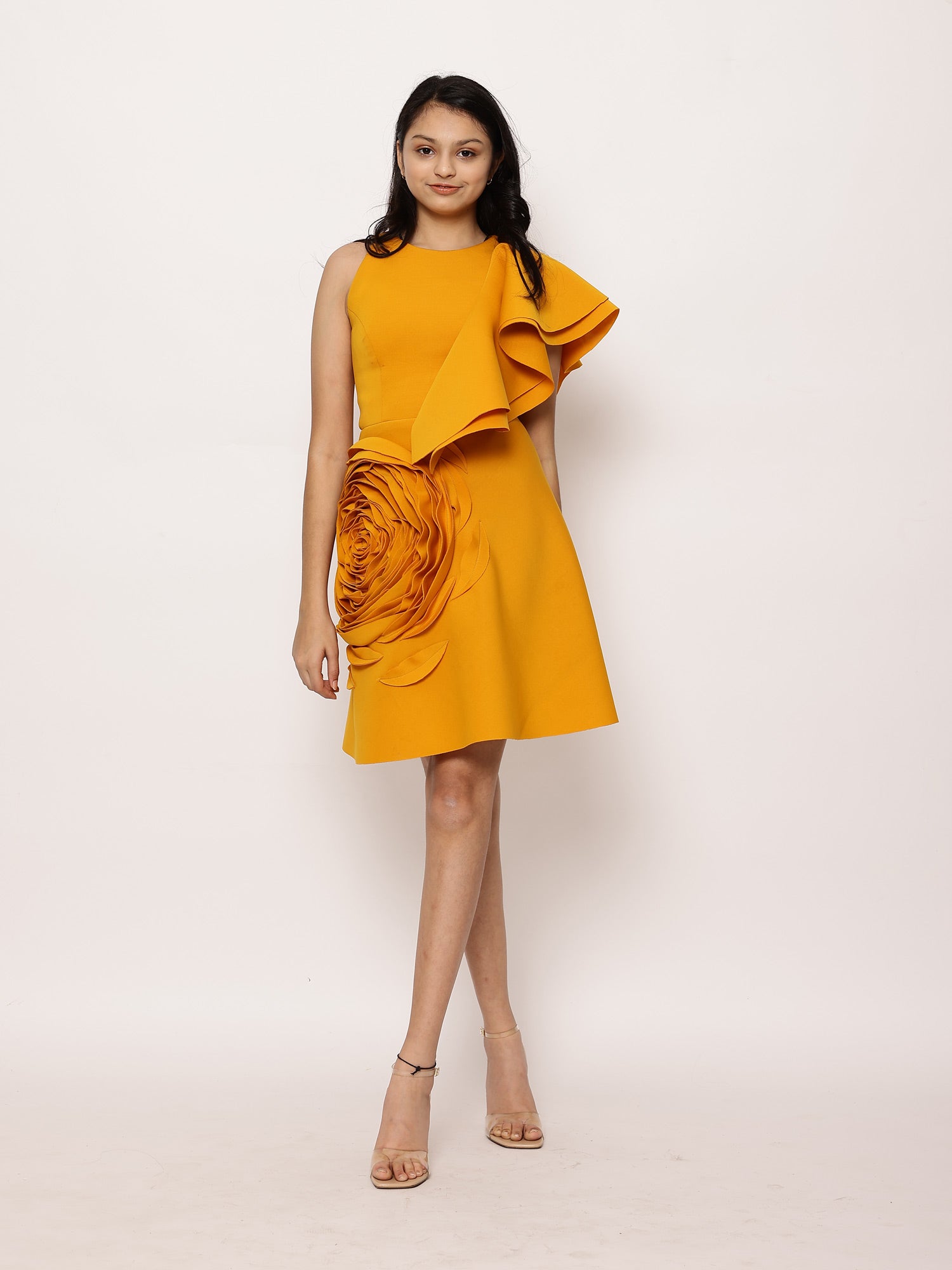 Janyas Closet: Yellow Teen Ruffle Pop On Party Dress
