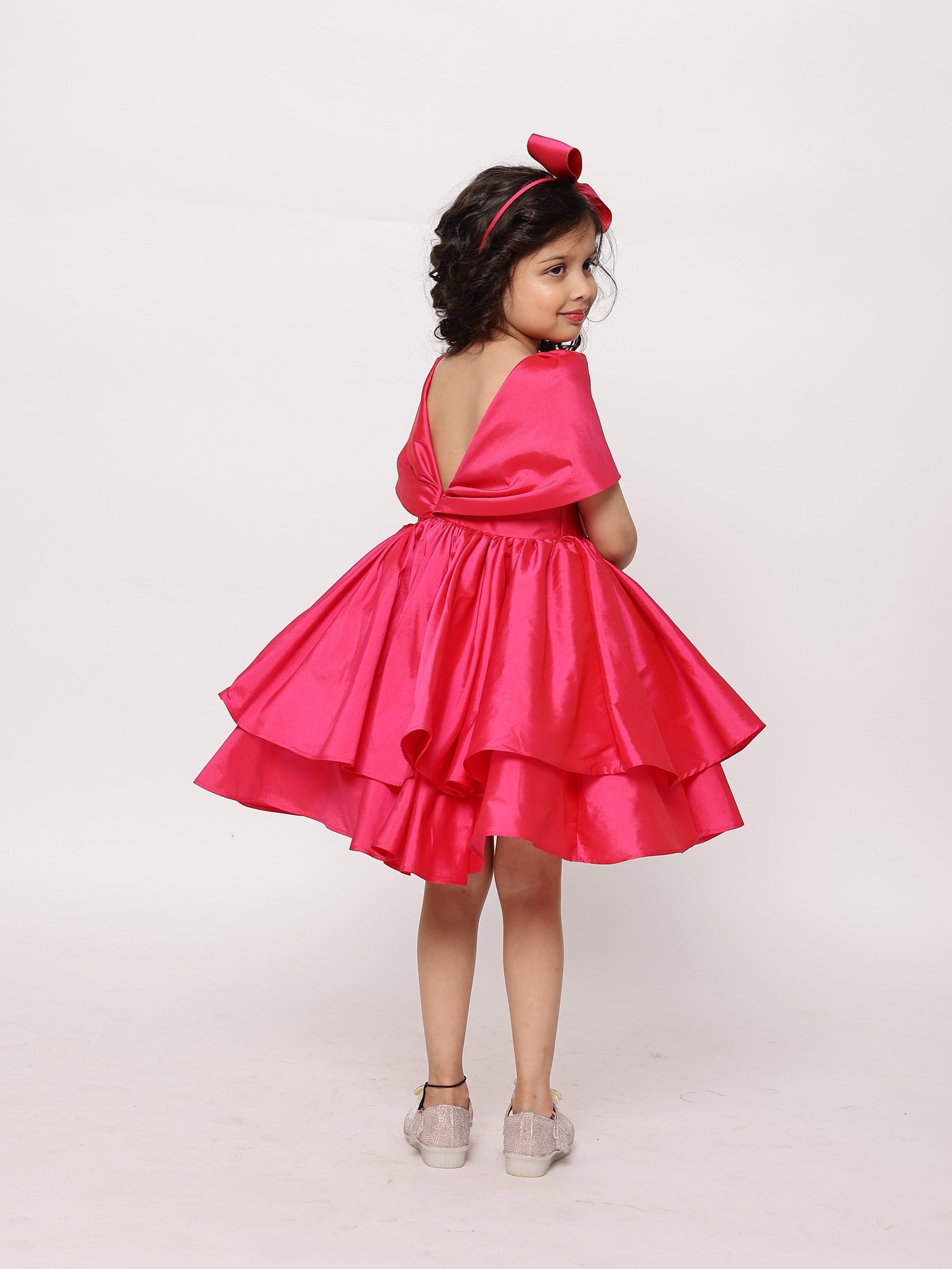 JANYAS CLOSET Princess Fuchsia Shawl Collar Dress