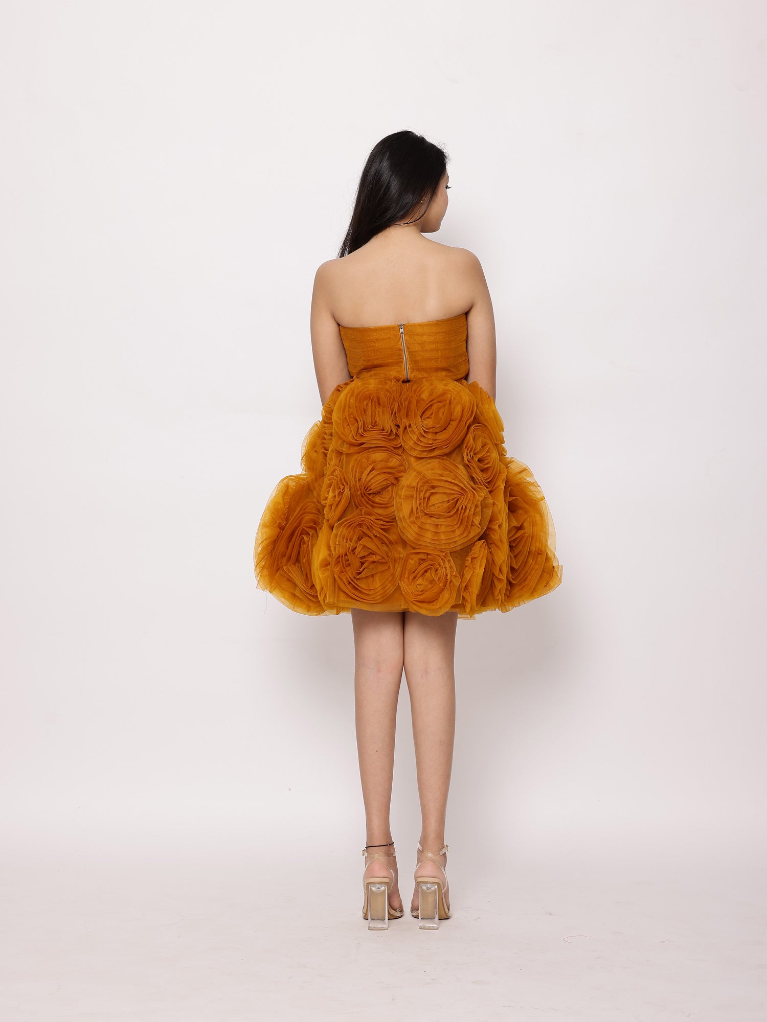 Sale Janyas Closet Teens Orange Floral Texture Cocktail Dress