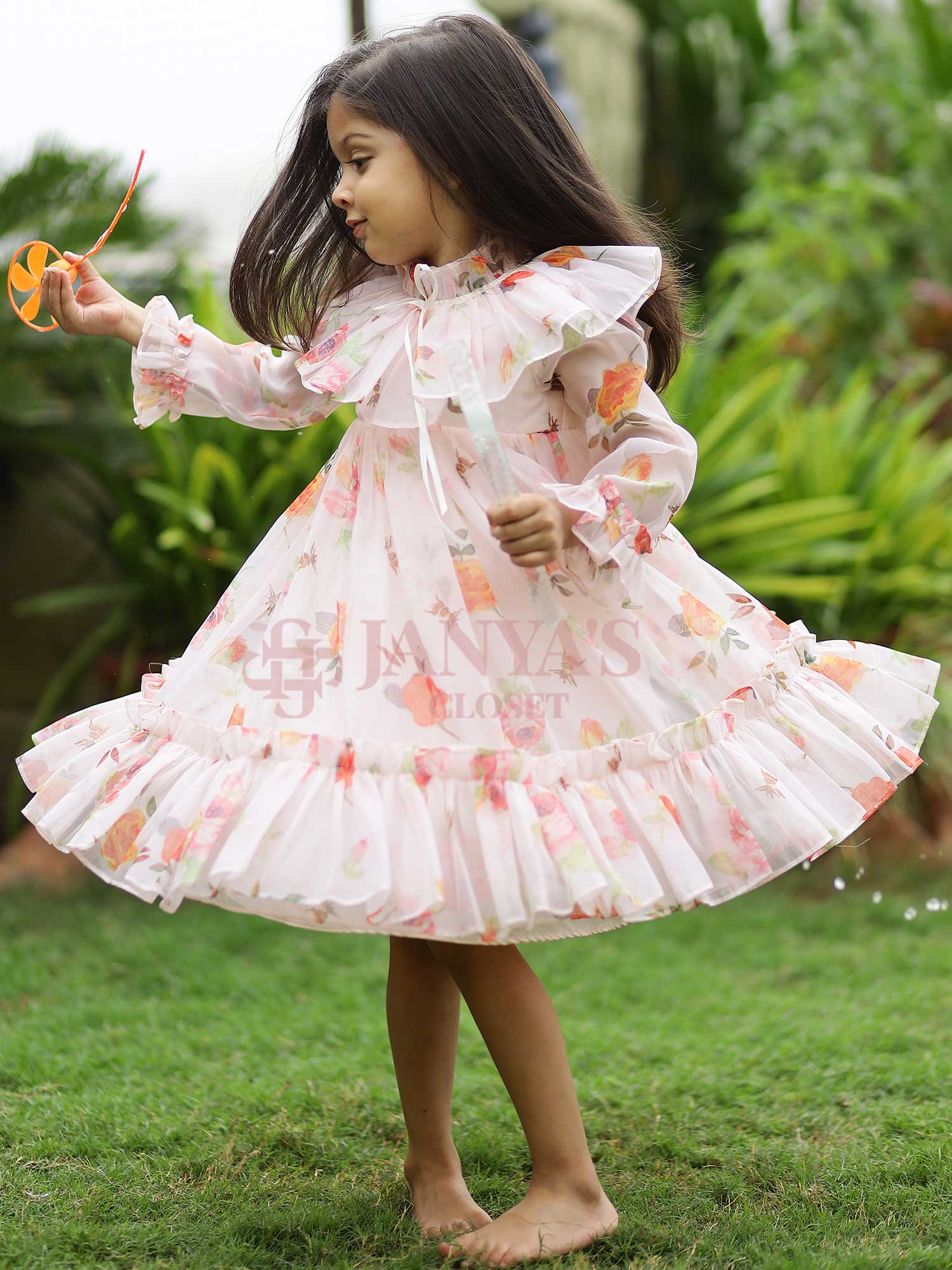 Sample Baby Dolce Floral Digital Print Party Dress For Girls