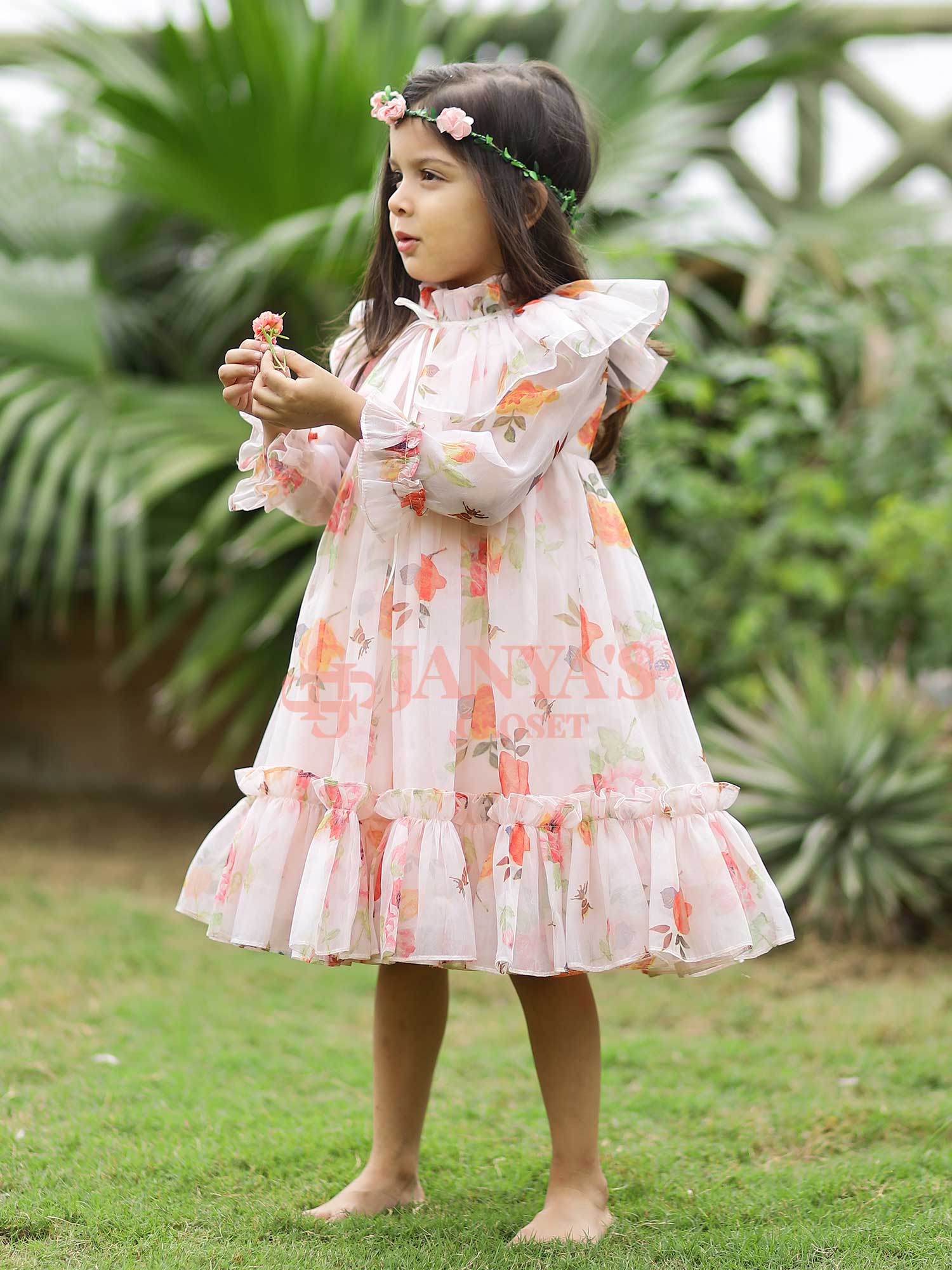 Sample Baby Dolce Floral Digital Print Party Dress For Girls