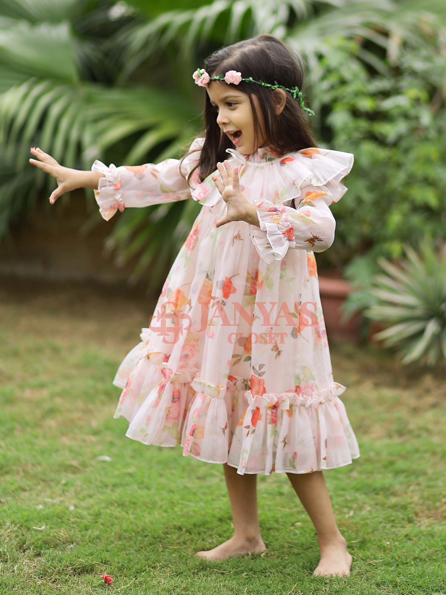 Sample Baby Dolce Floral Digital Print Party Dress For Girls