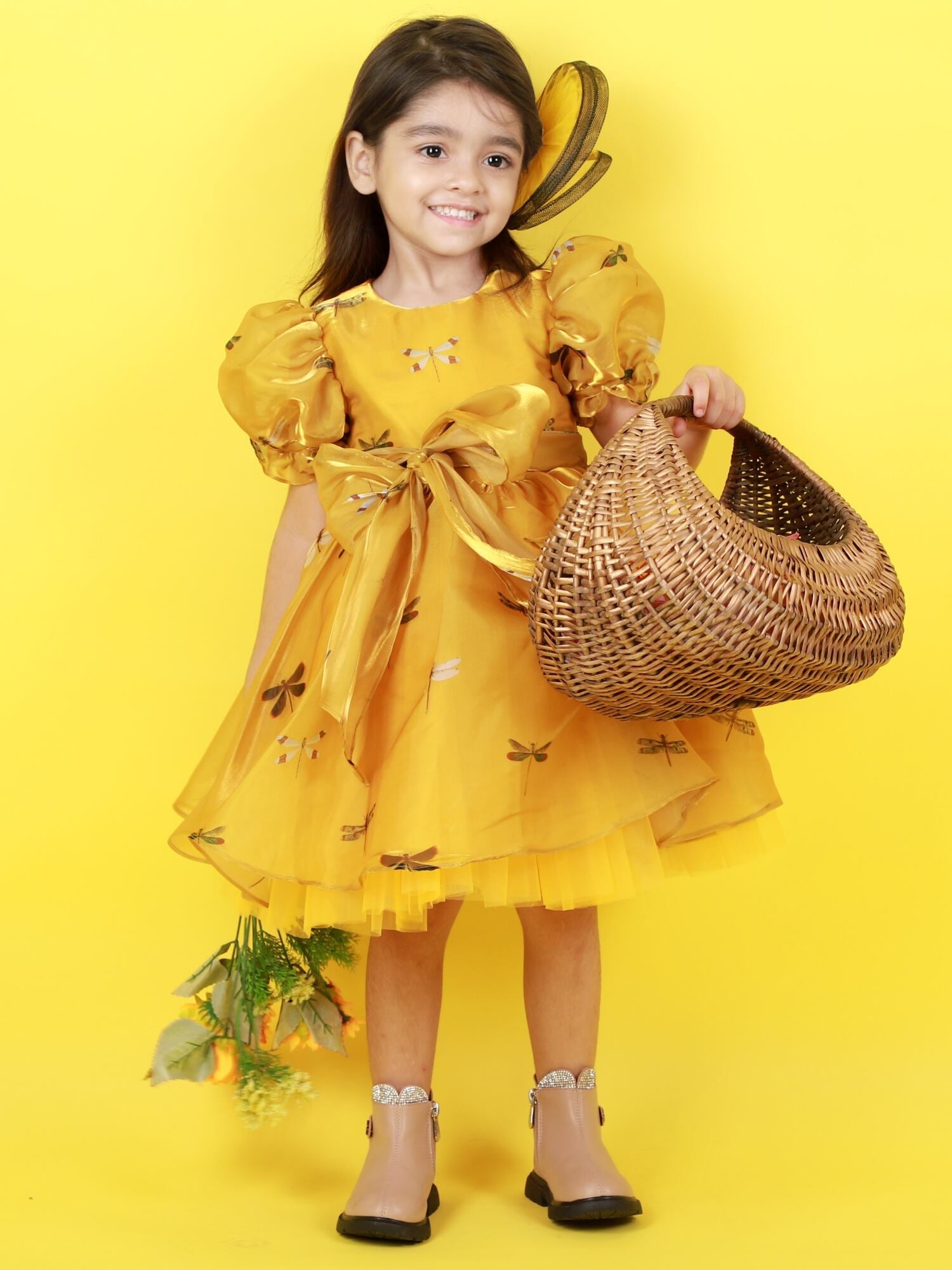 Sale Party Wear Mauve Printed Flower Girl Lulu Dress
