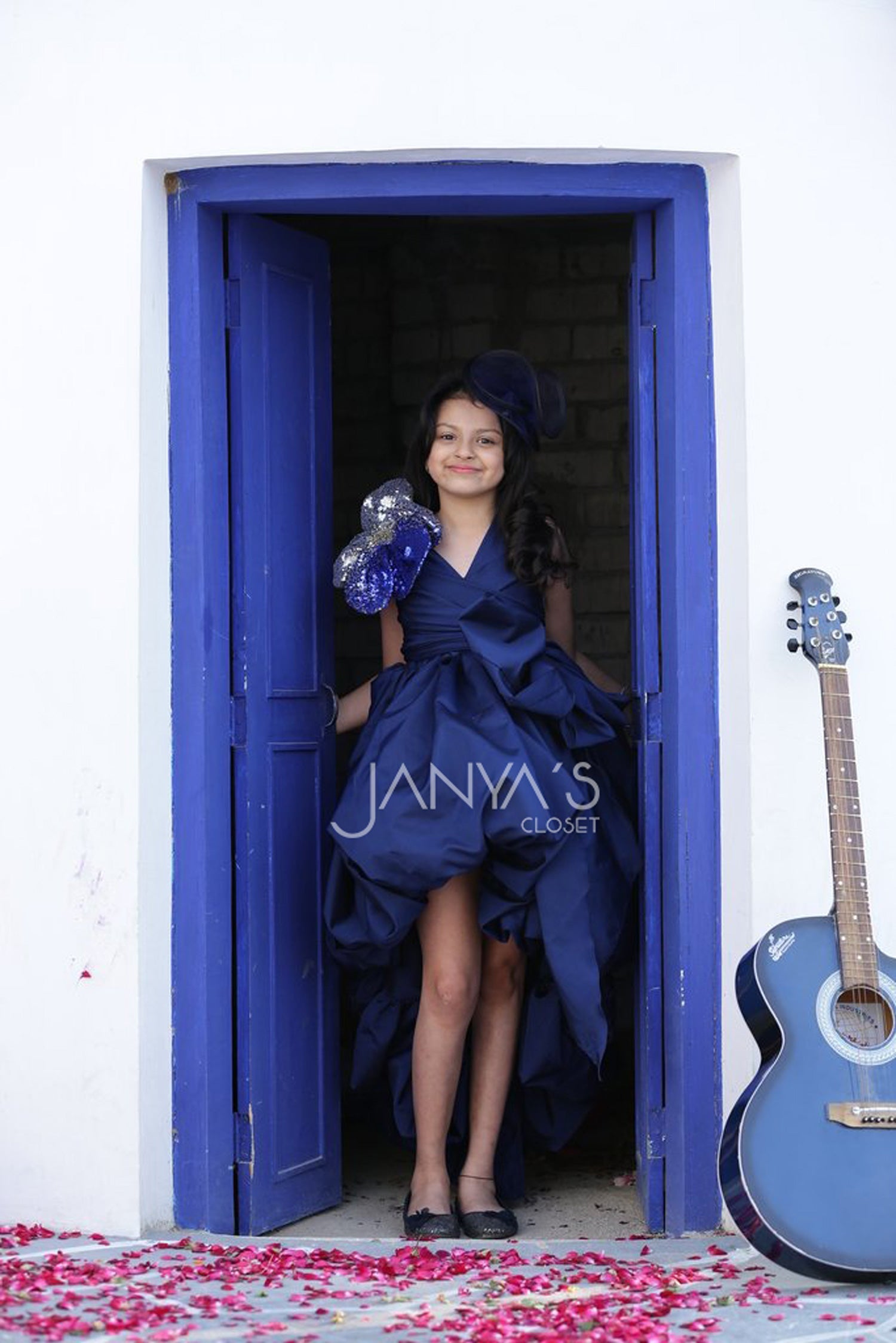 High /Low Taffeta Balloon Dress With Hair Accessory