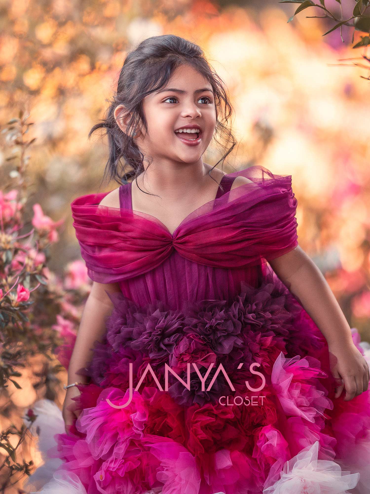 Draped Flower Fantasy Dress With Hair Accessory