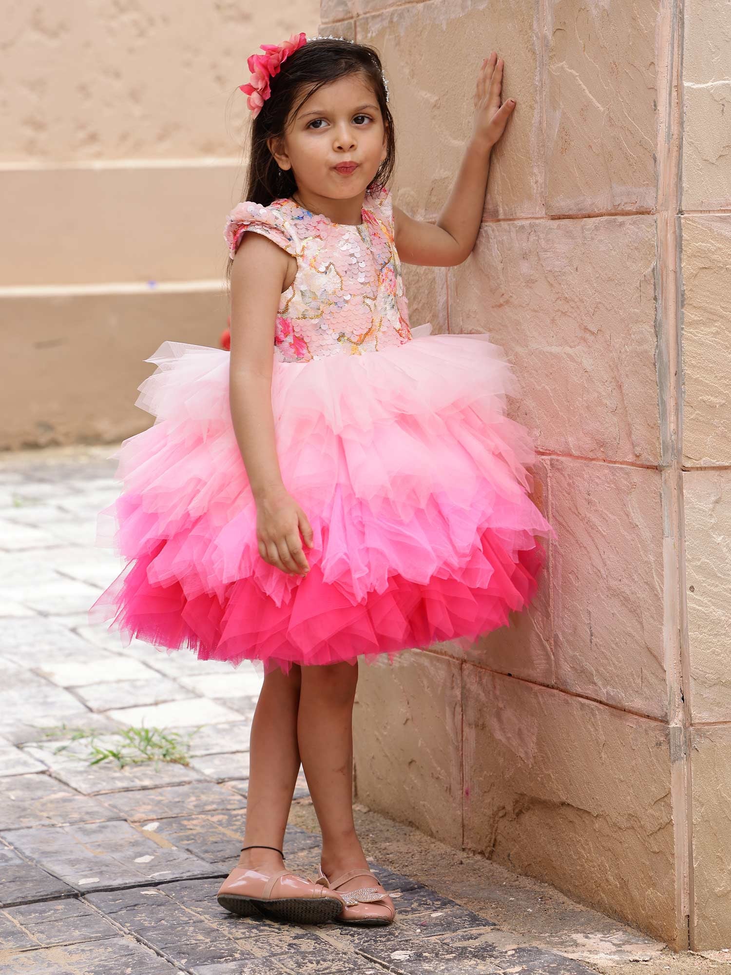 JANYAS CLOSET Pink Sequins Stormi Party Dress