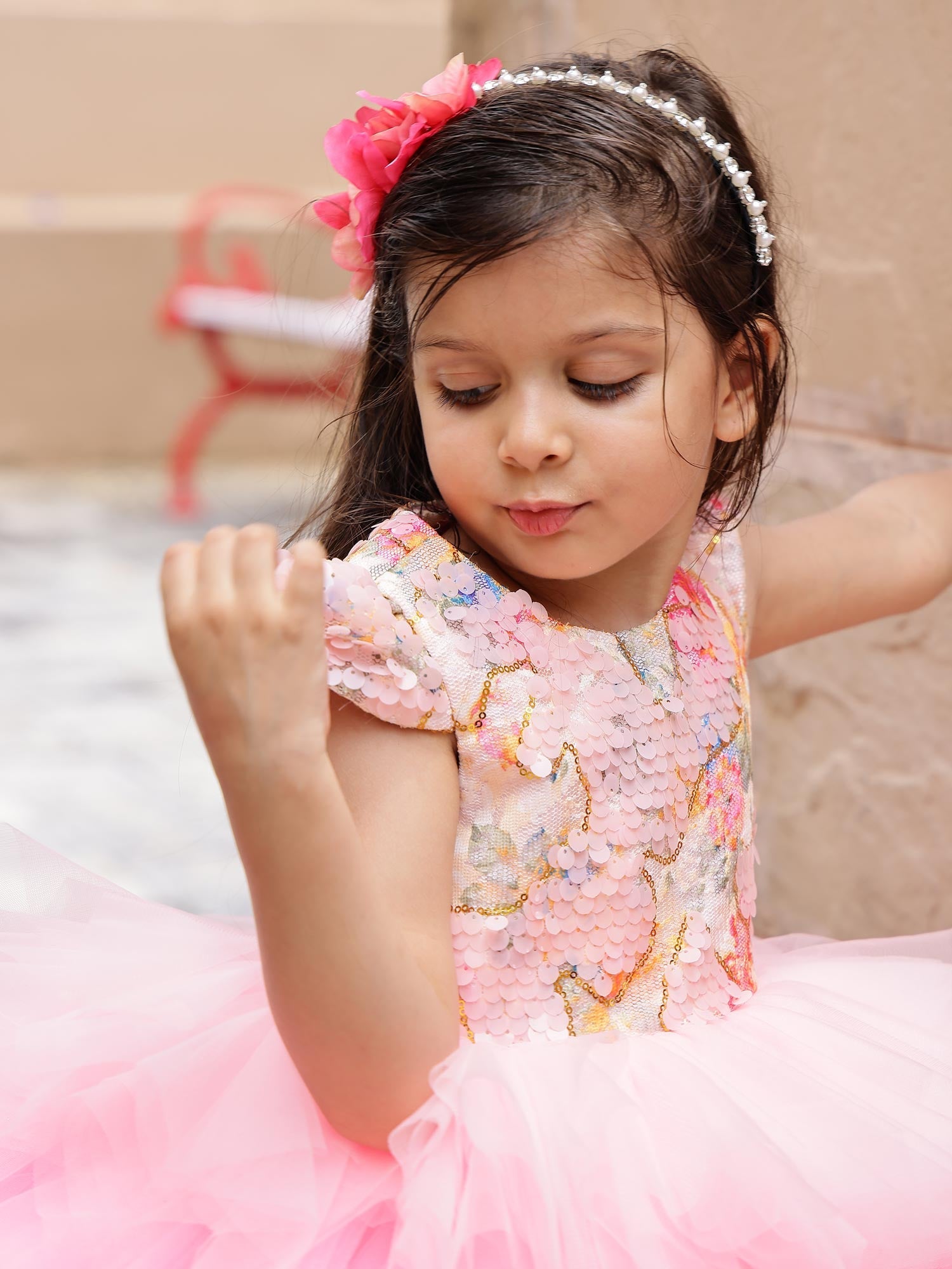 JANYAS CLOSET Pink Sequins Stormi Party Dress