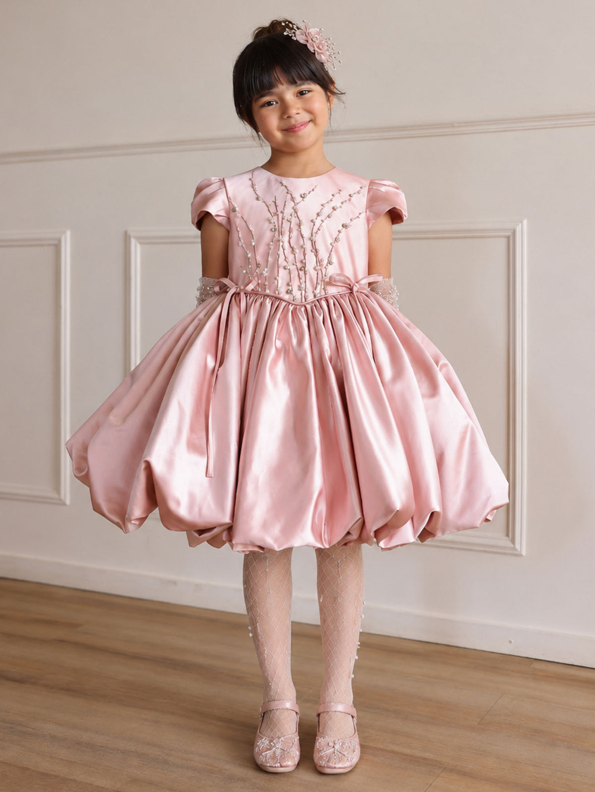 Mauve pink flower girl dress
