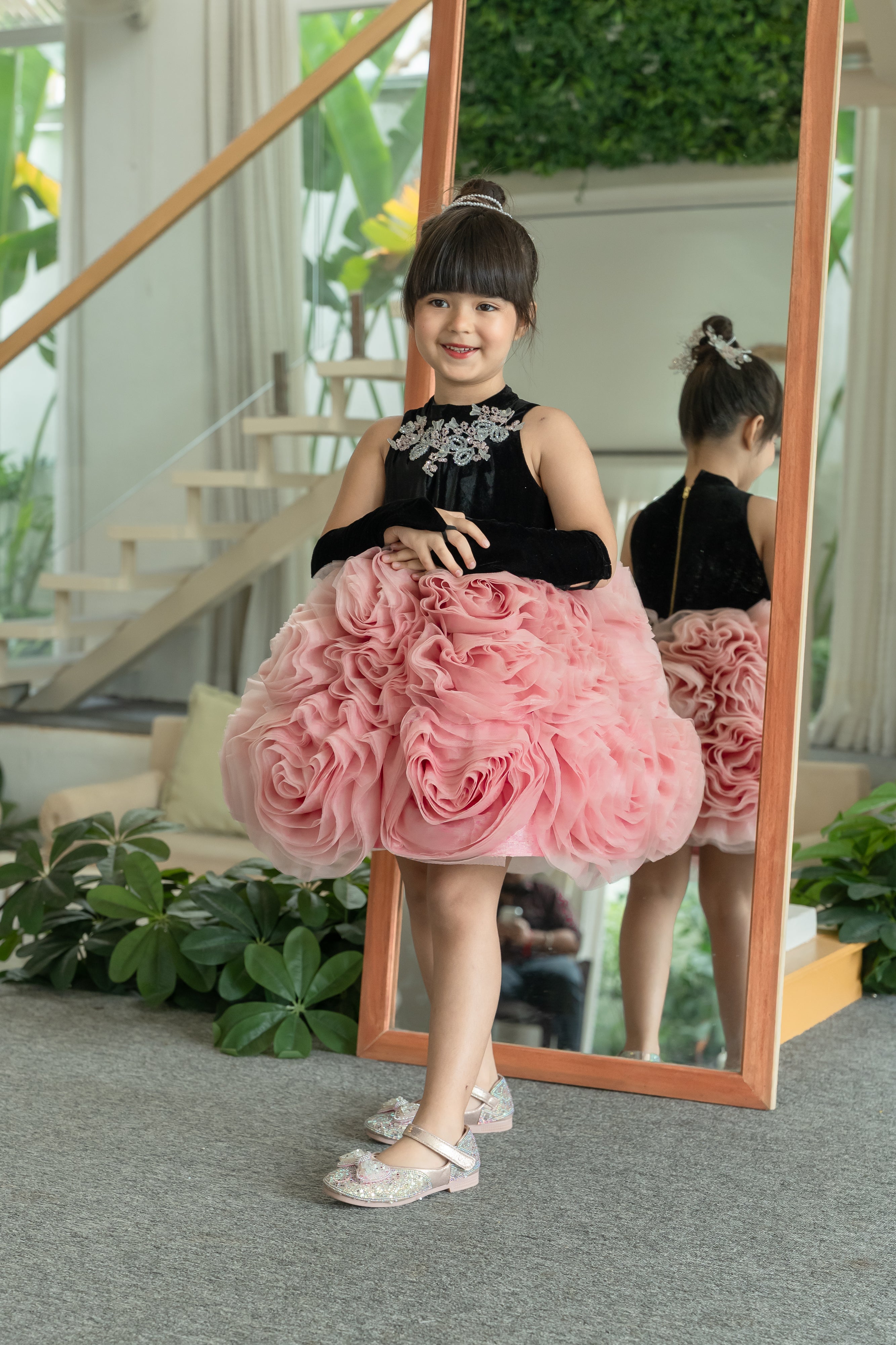 Black velvet party dress