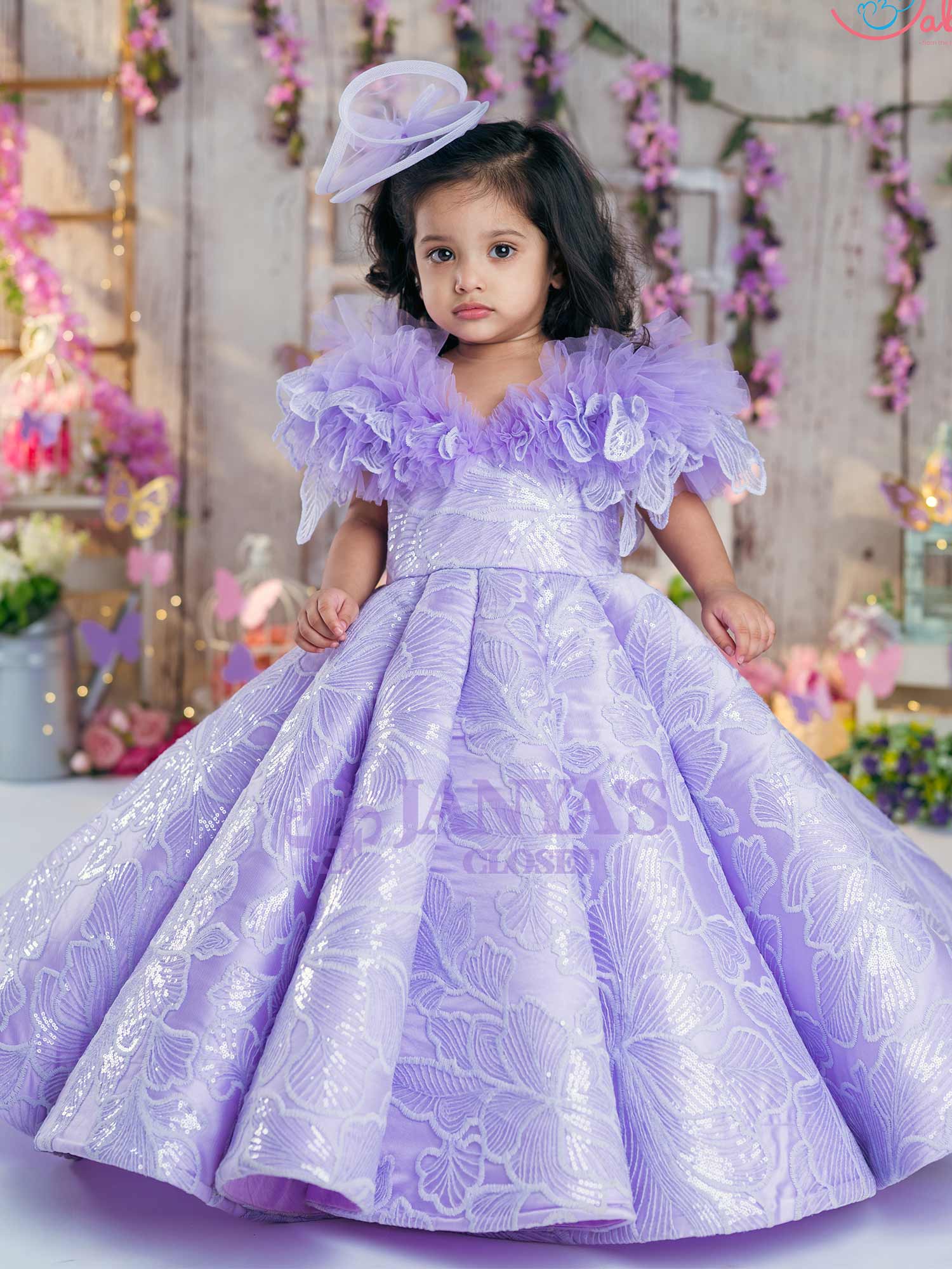 Princess Dress Ball Gown Flower Girl Dresses Mauve Color Lavender