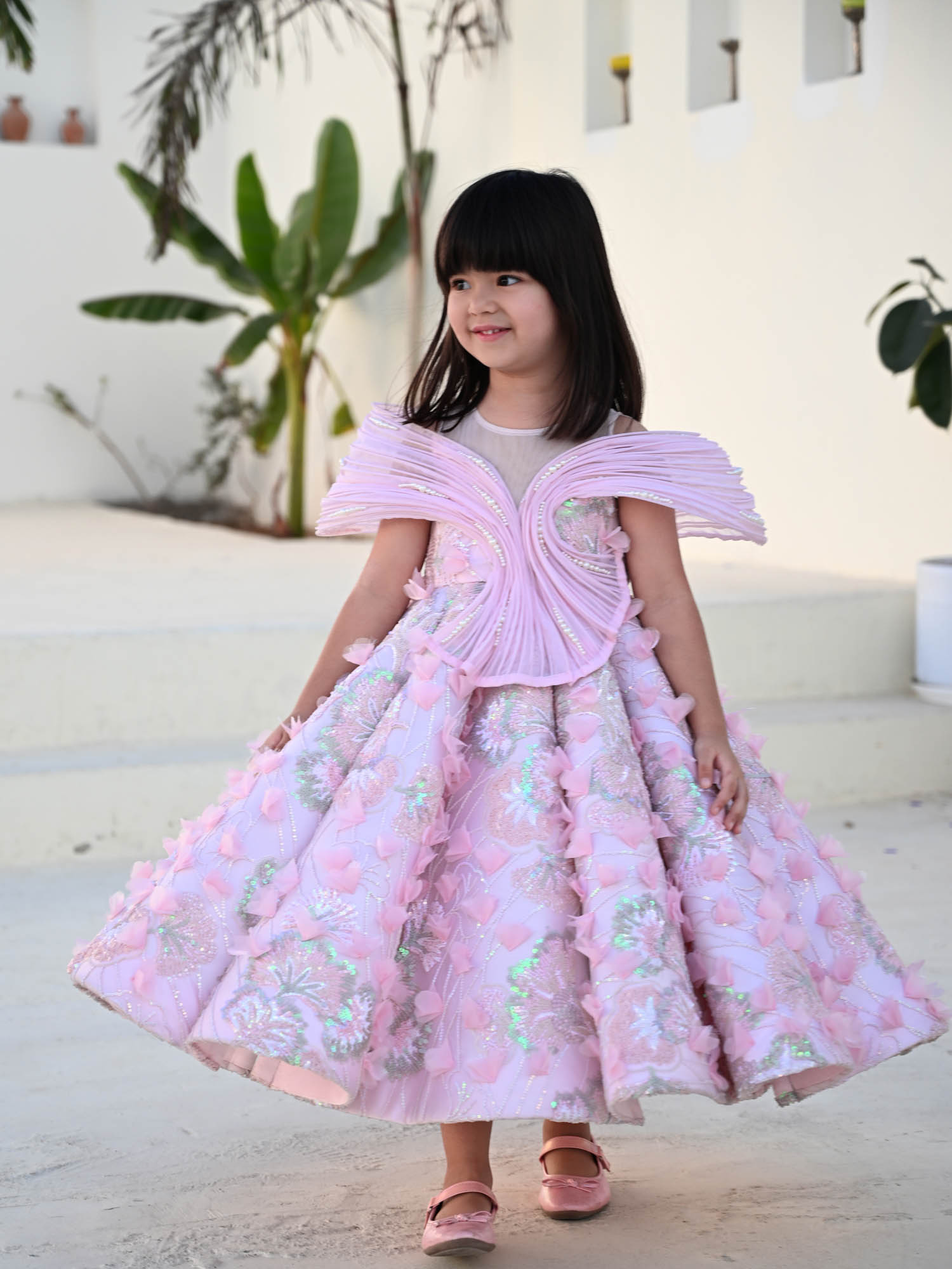 JANYAS CLOSET Seashell Princess Pink Pearl Couture Gown