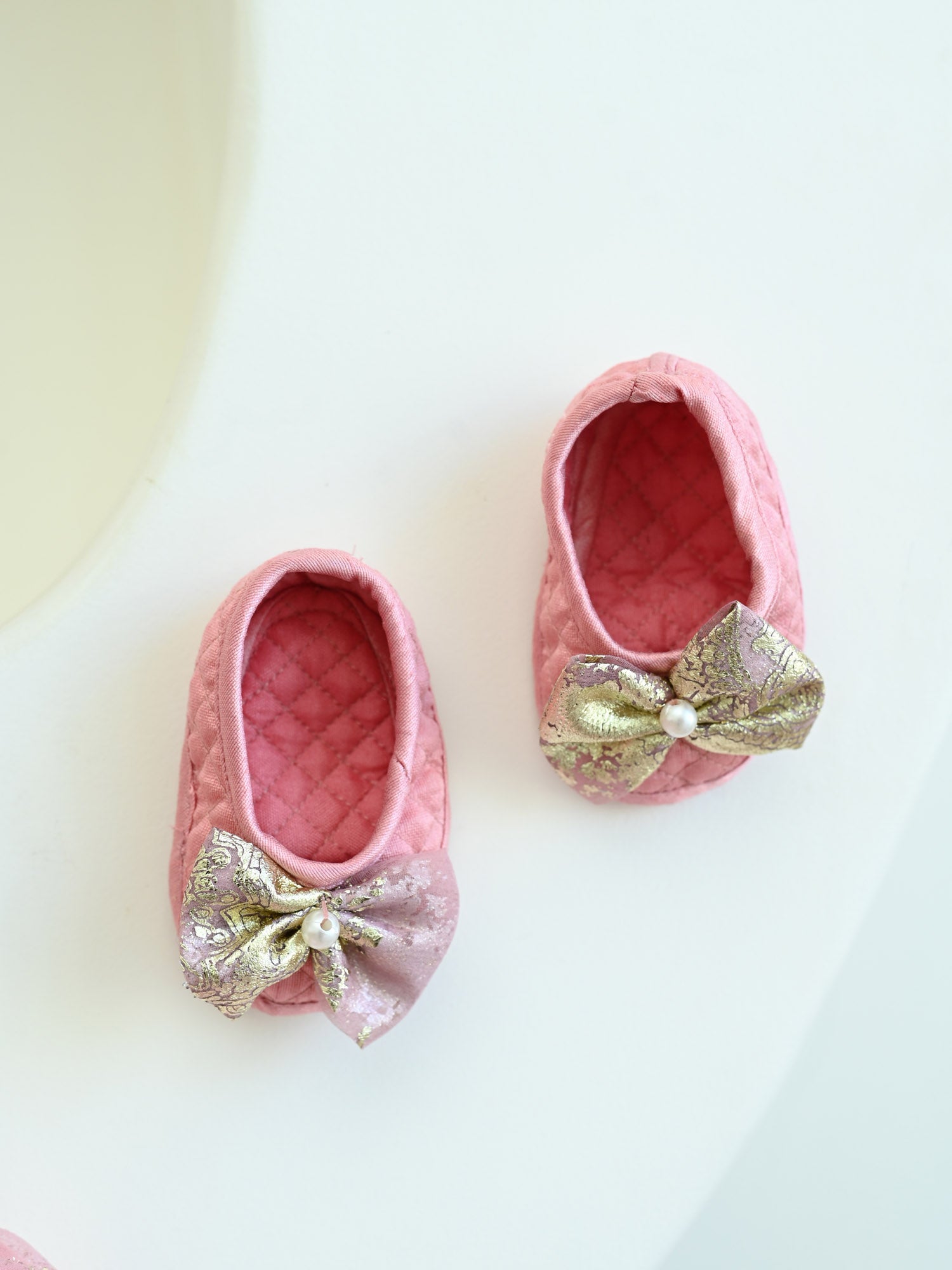 JANYAS CLOSET New Born Pink Foil Organza Bow Dress