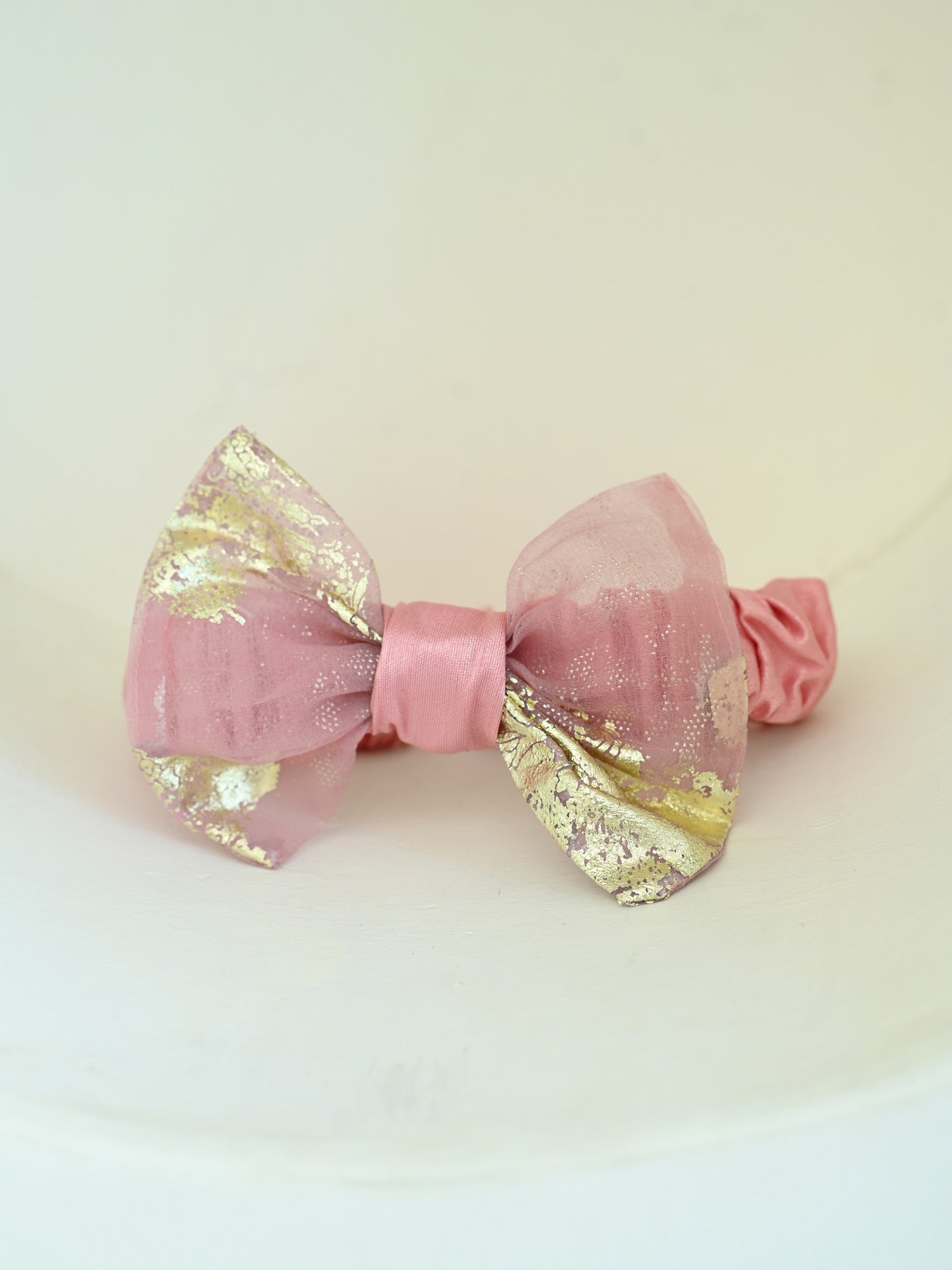JANYAS CLOSET New Born Pink Foil Organza Bow Dress