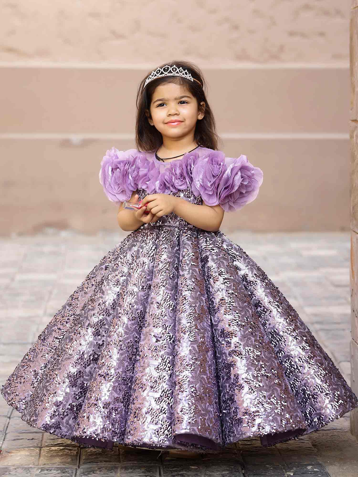 JANYAS CLOSET Purple Twilight Princess Gown With hair accessory