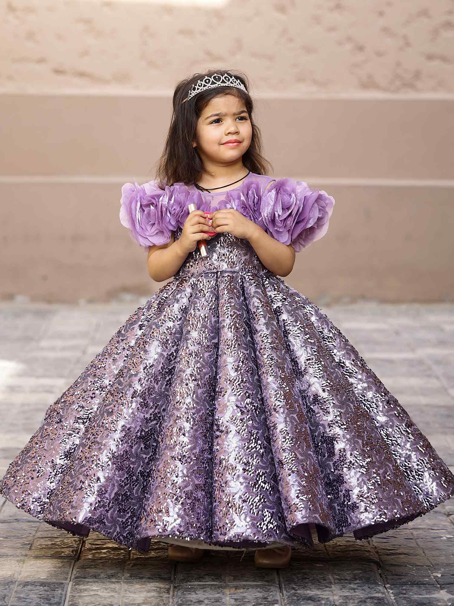 JANYAS CLOSET Purple Twilight Princess Gown With hair accessory