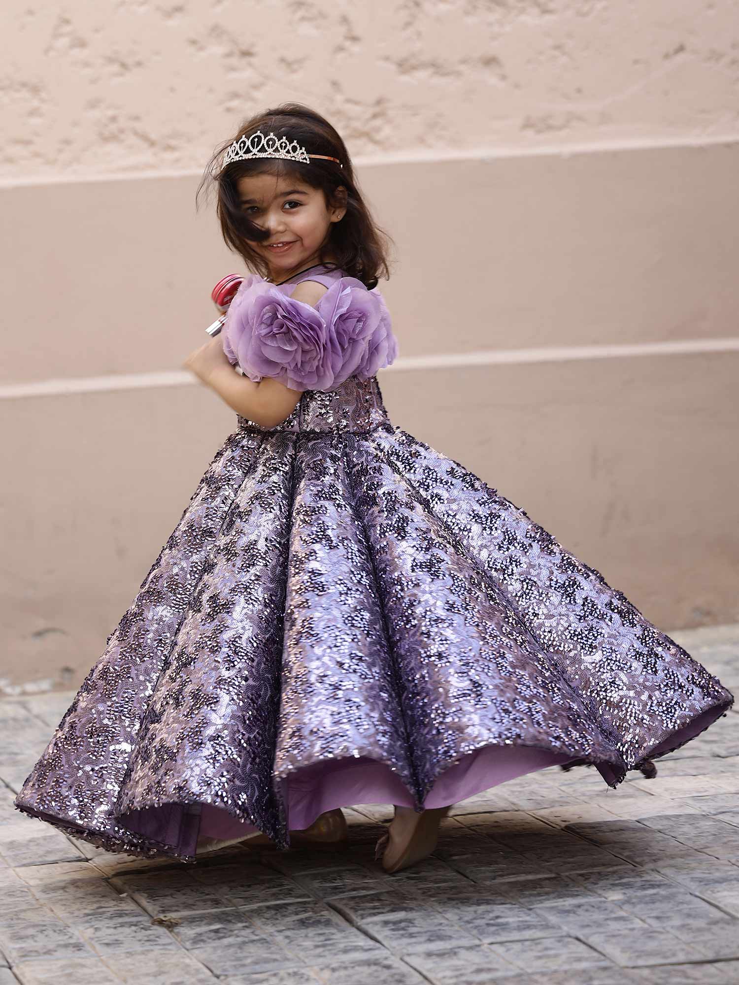 JANYAS CLOSET Purple Twilight Princess Gown With hair accessory