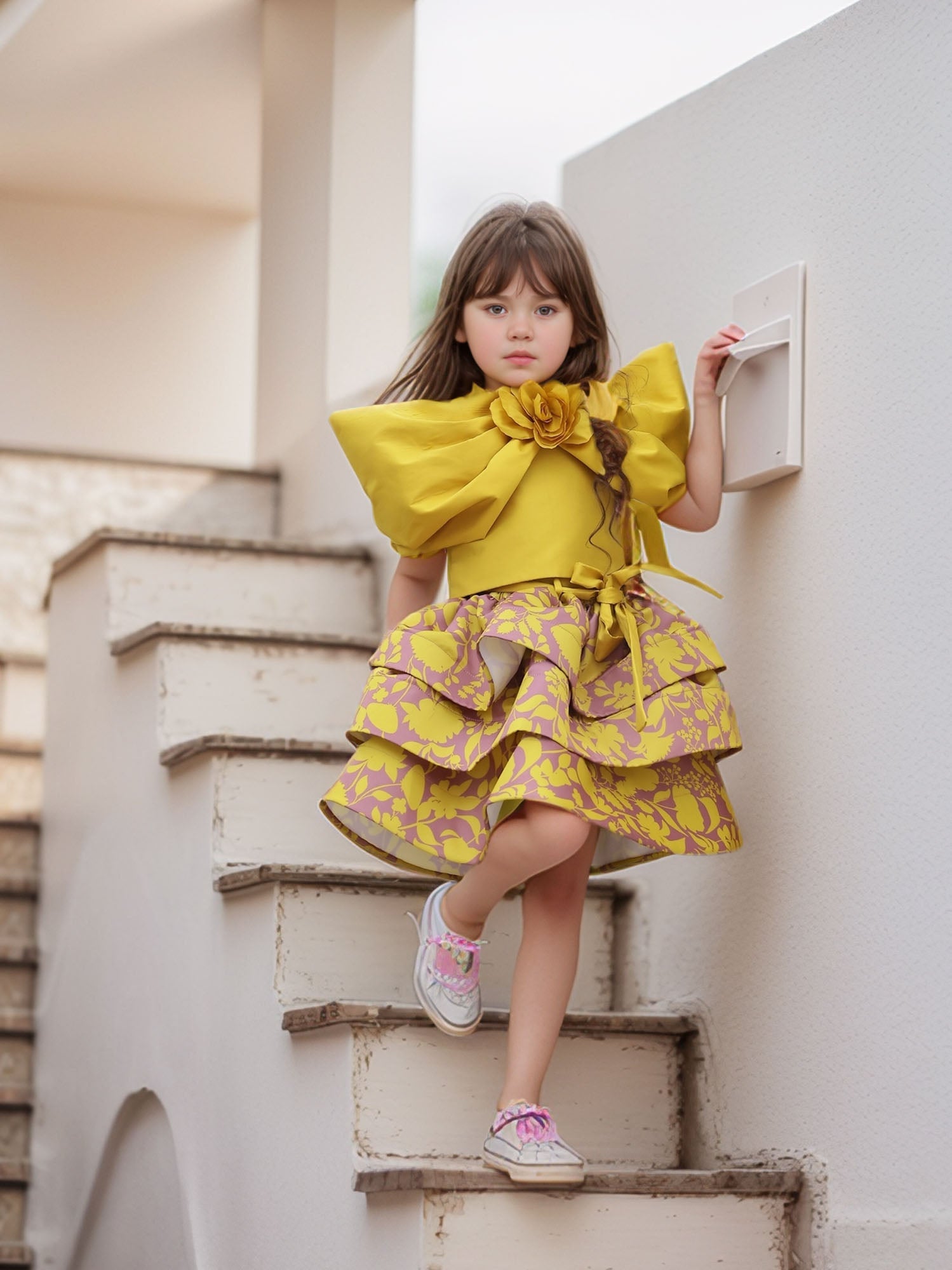 JANYAS CLOSET Yellow Petal Skirt Top