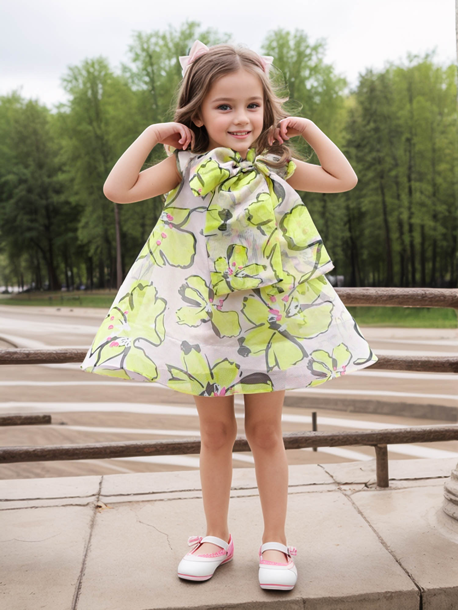 Sale JANYAS CLOSET Printed Flower Girl Lulu Dress