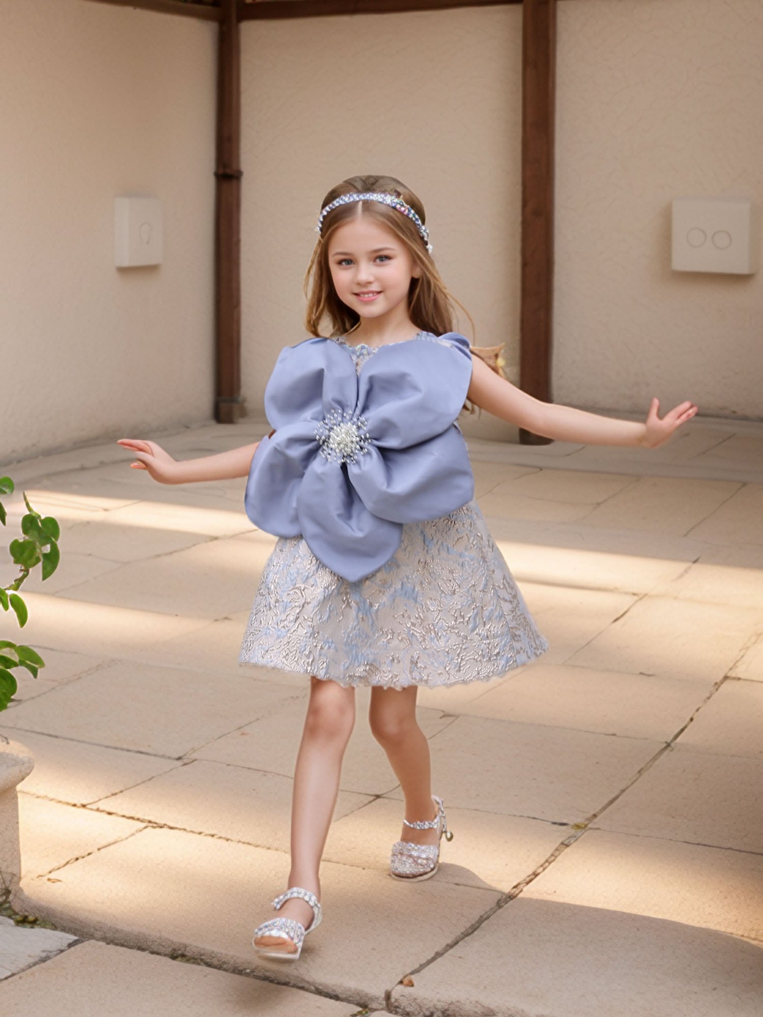 Janyas Luxe Enchanted Garden Party Dress With Detachable Sleeves