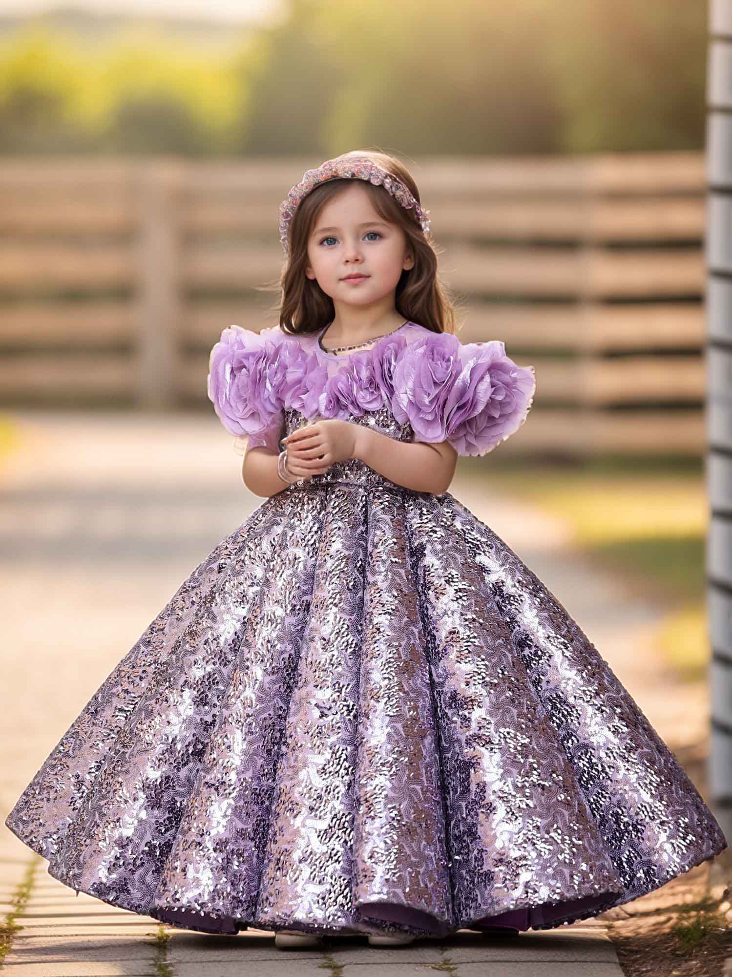 JANYAS CLOSET Purple Twilight Princess Gown With hair accessory