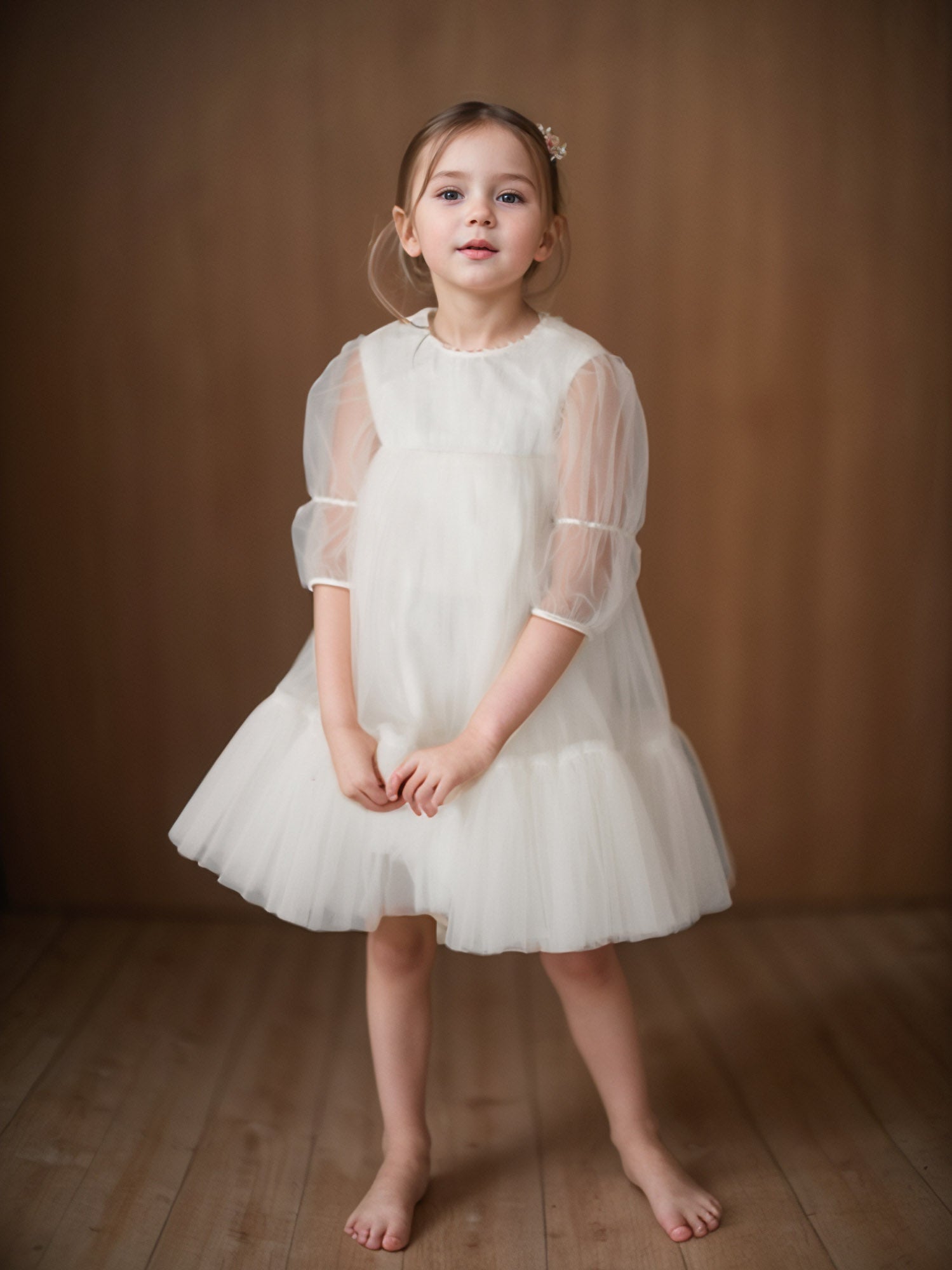Off White Sitara Soft Net Layered Dresss