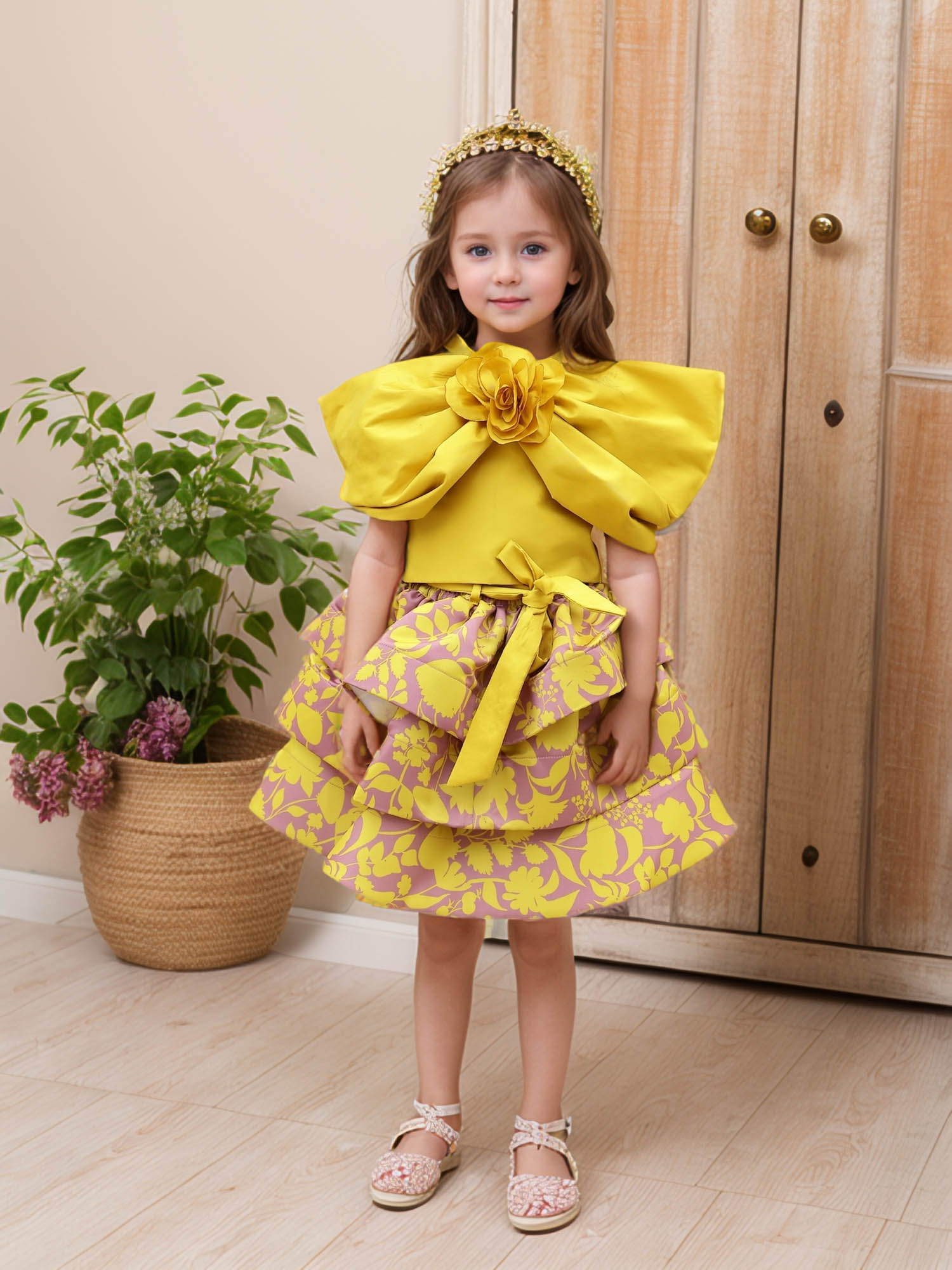 JANYAS CLOSET Yellow Petal Skirt Top