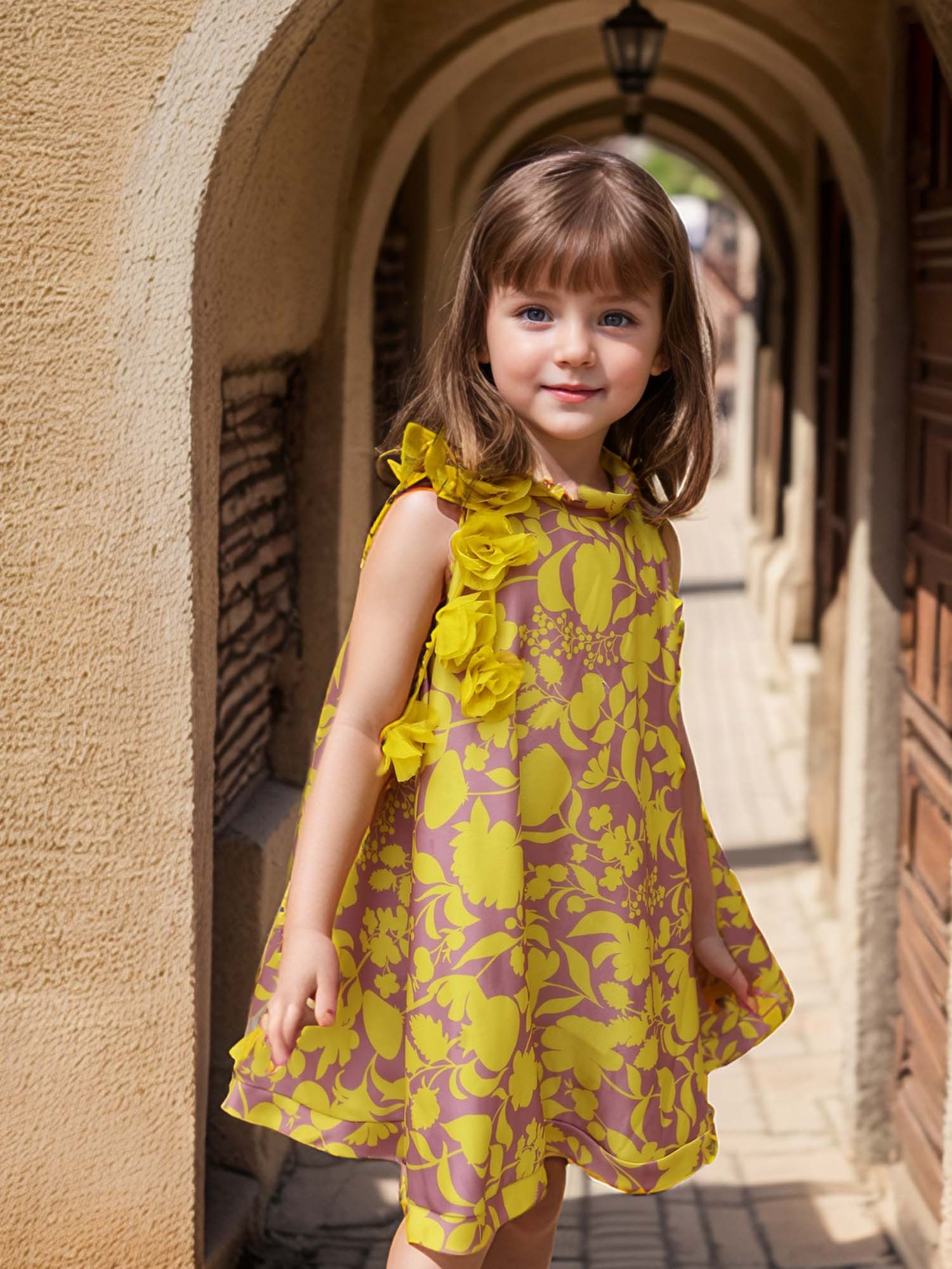 JANYAS CLOSET Yellow Printed Floral  Lulu Sunni Dress