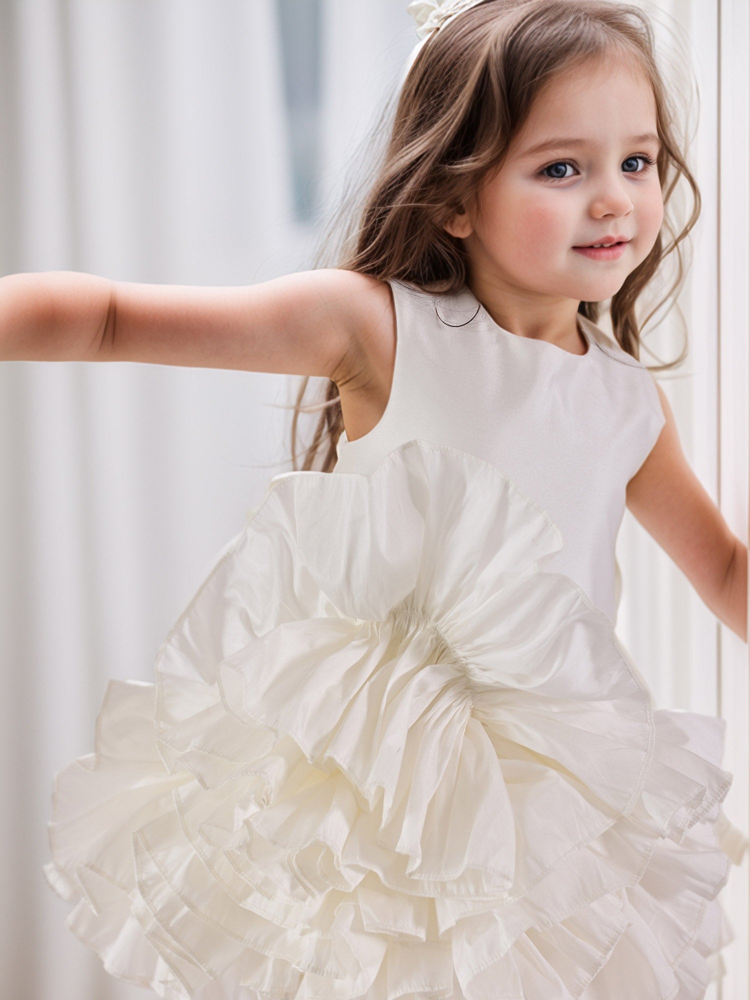 JANYAS CLOSET White Ruffled Tafetta Dream Dress
