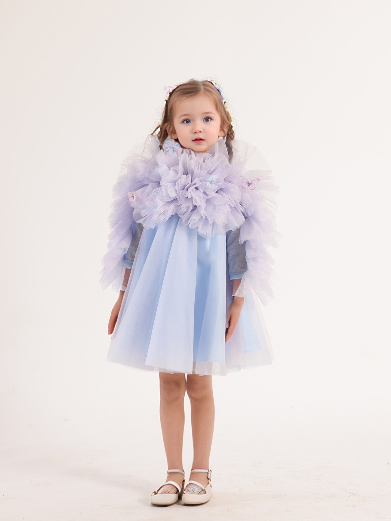 Sample Blue Skies Net Frill Sleeve Dress