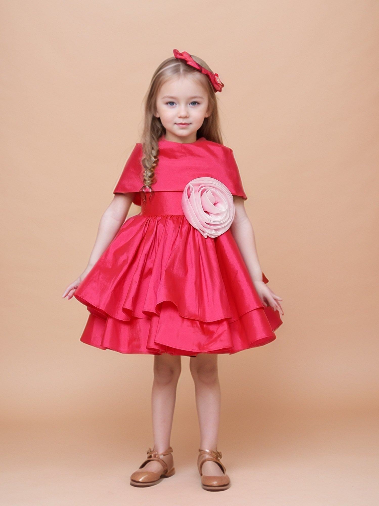 JANYAS CLOSET Princess Fuchsia Shawl Collar Dress
