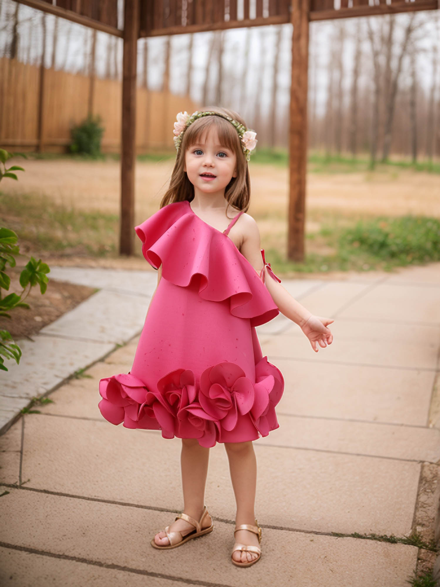 Sample JANYAS CLOSET Fuchsia Pink Fairy Neoprene Party Dress