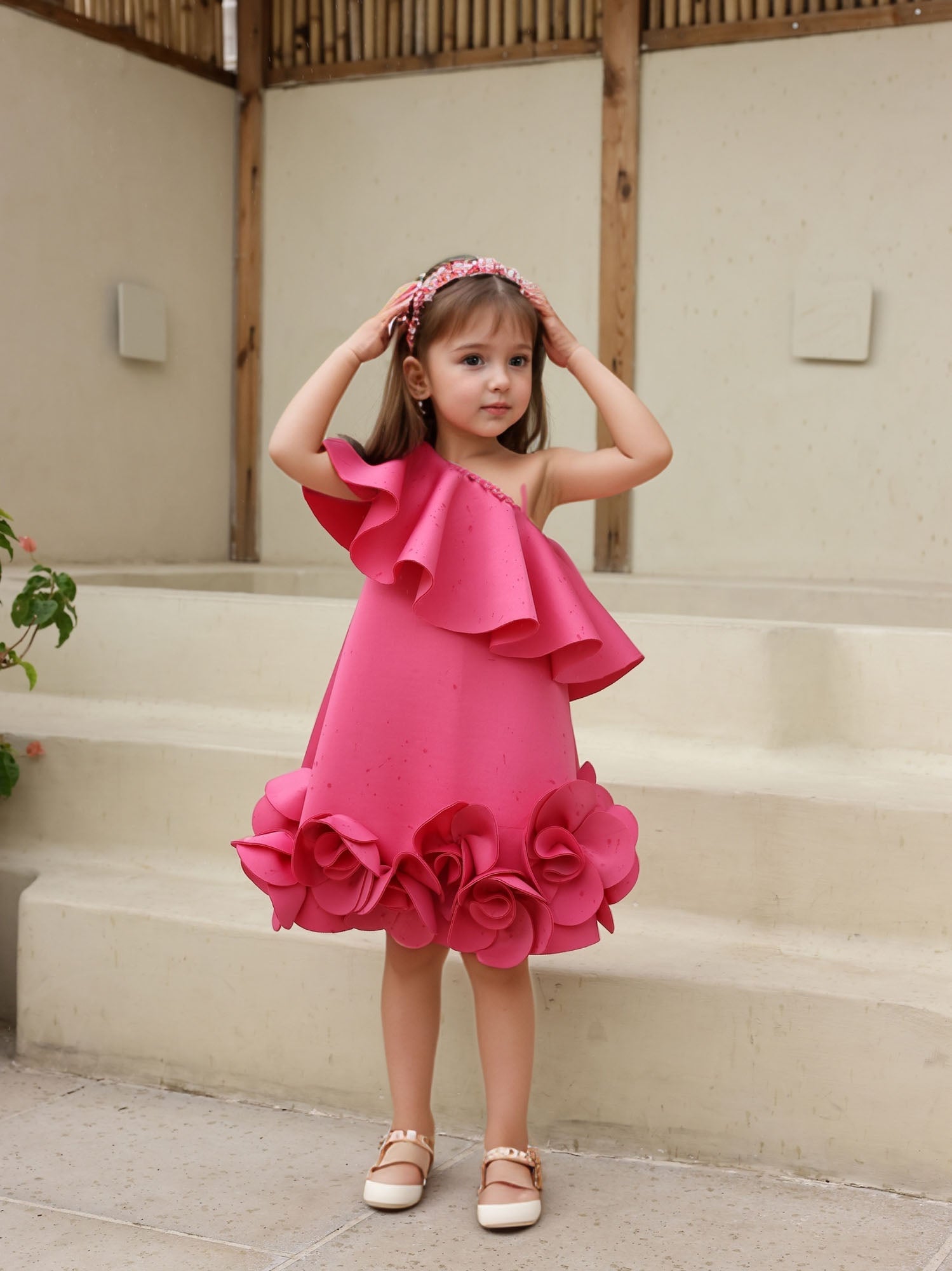 Sample JANYAS CLOSET Fuchsia Pink Fairy Neoprene Party Dress