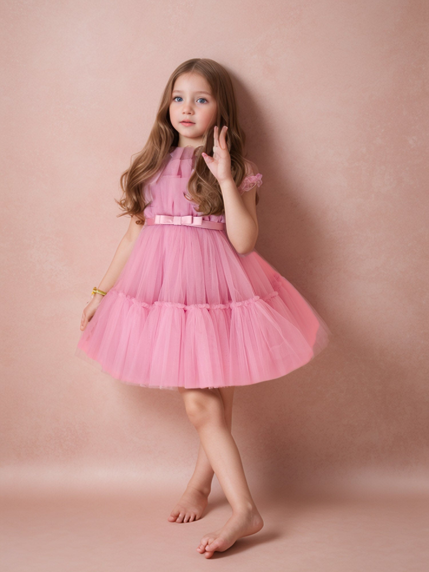 JANYAS CLOSET Tiana Mauve Pink Dress With Hair Accessory