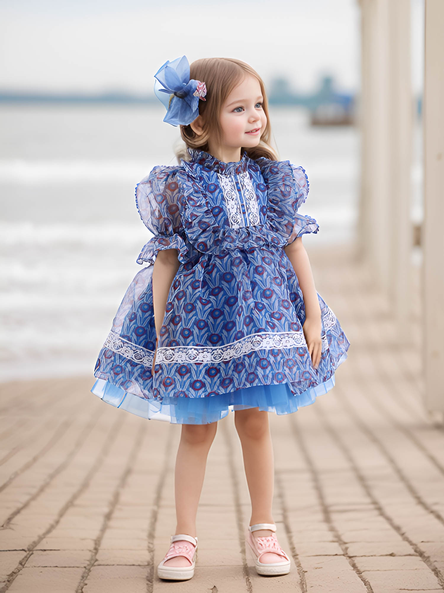 JANYAS CLOSET Blue Vintage Sienna Party Dress With Hair Pin *