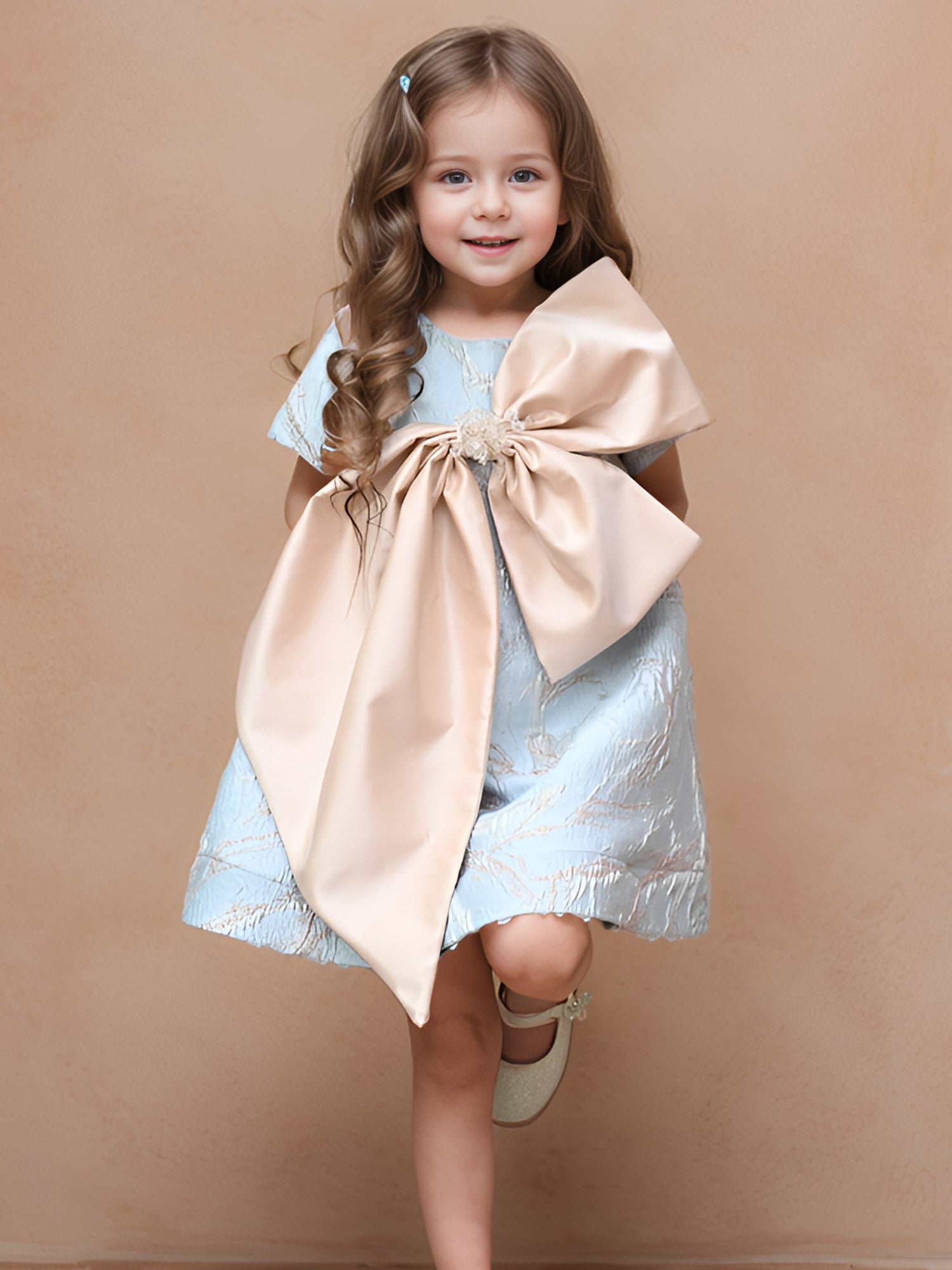JANYAS CLSOET Cinderellas Blue Jacquard Bow Dress