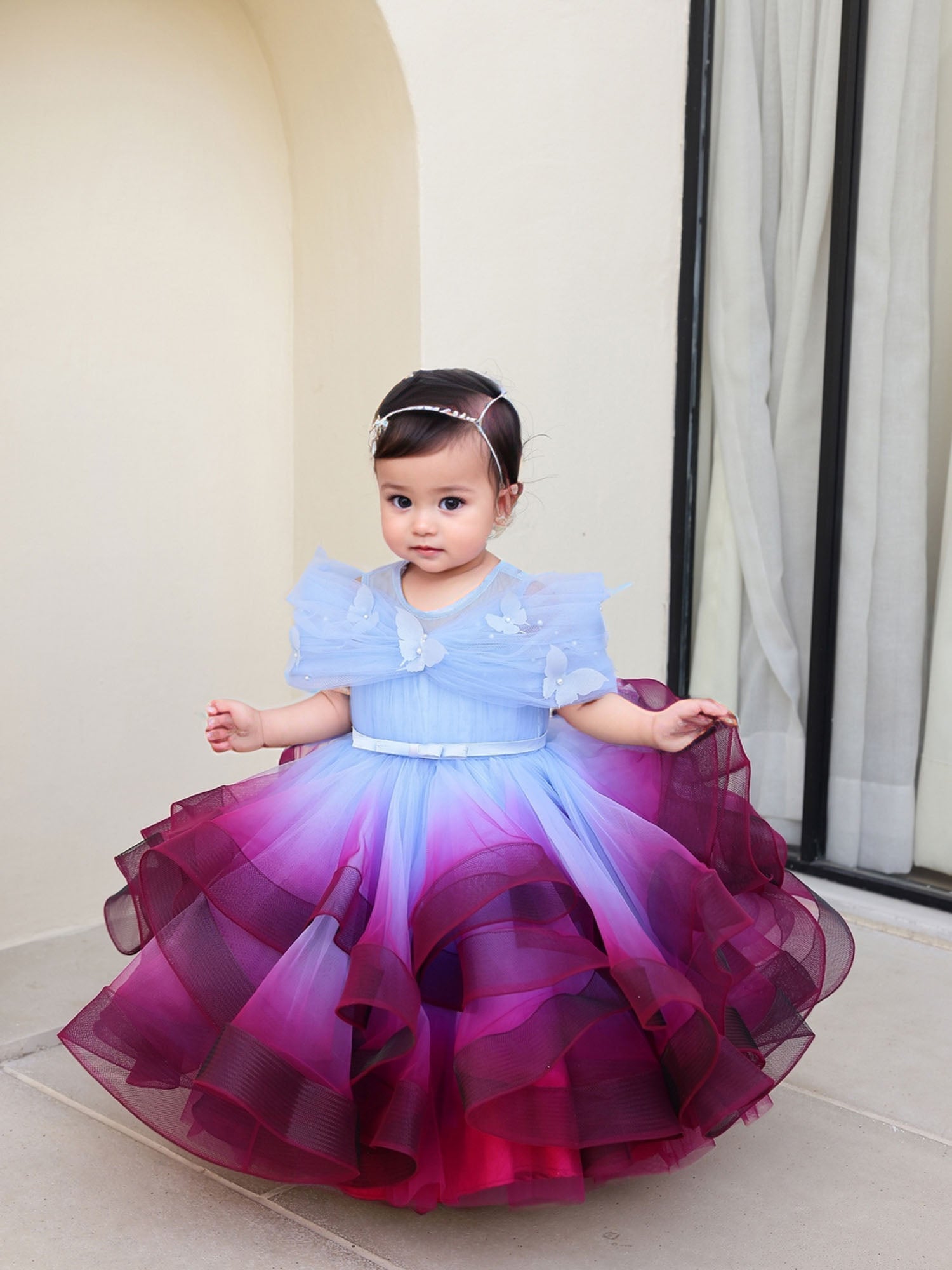 JANYAS CLOSET Princess Shaded Blue Gown With cape