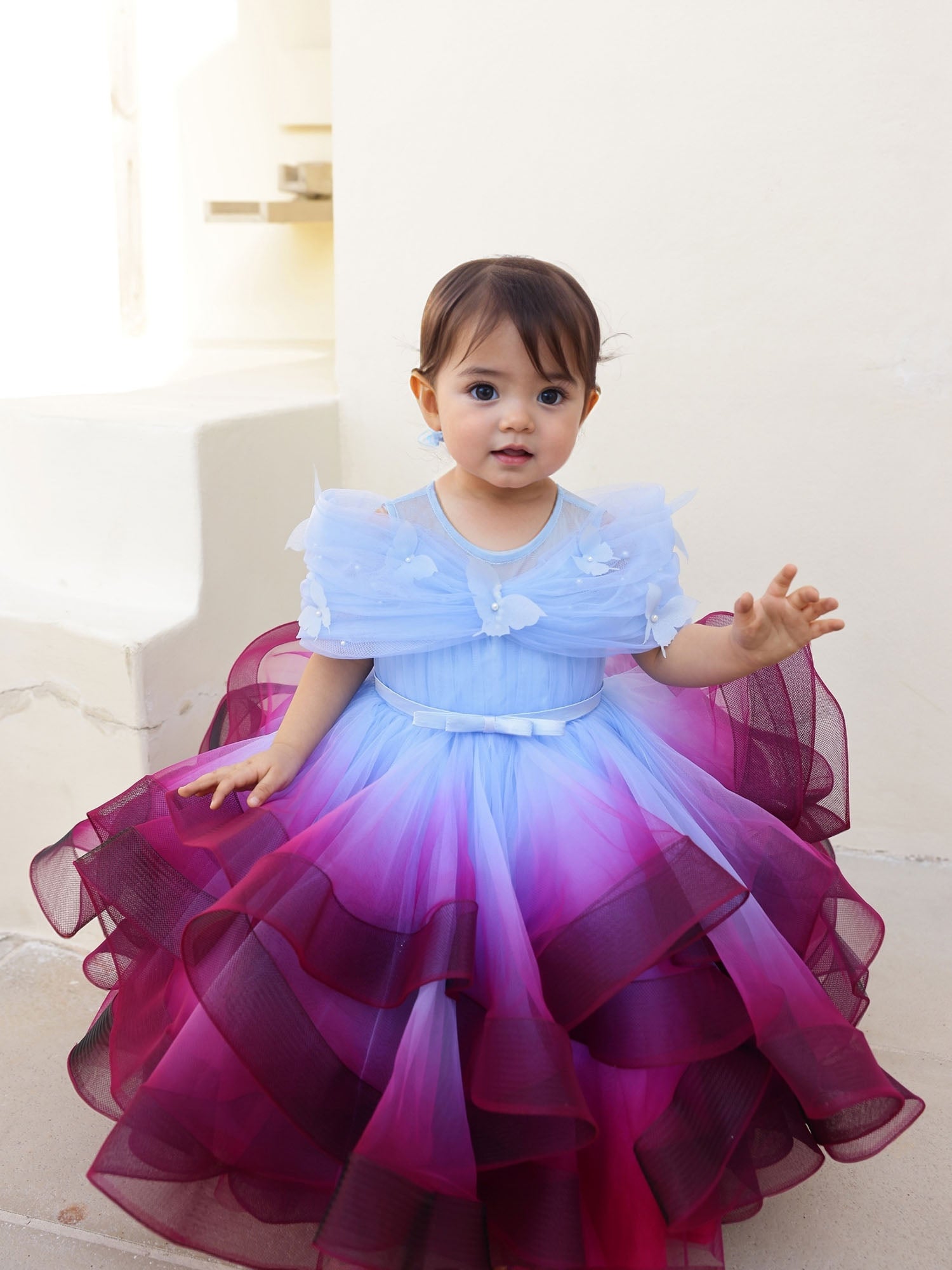 JANYAS CLOSET Princess Shaded Blue Gown With cape