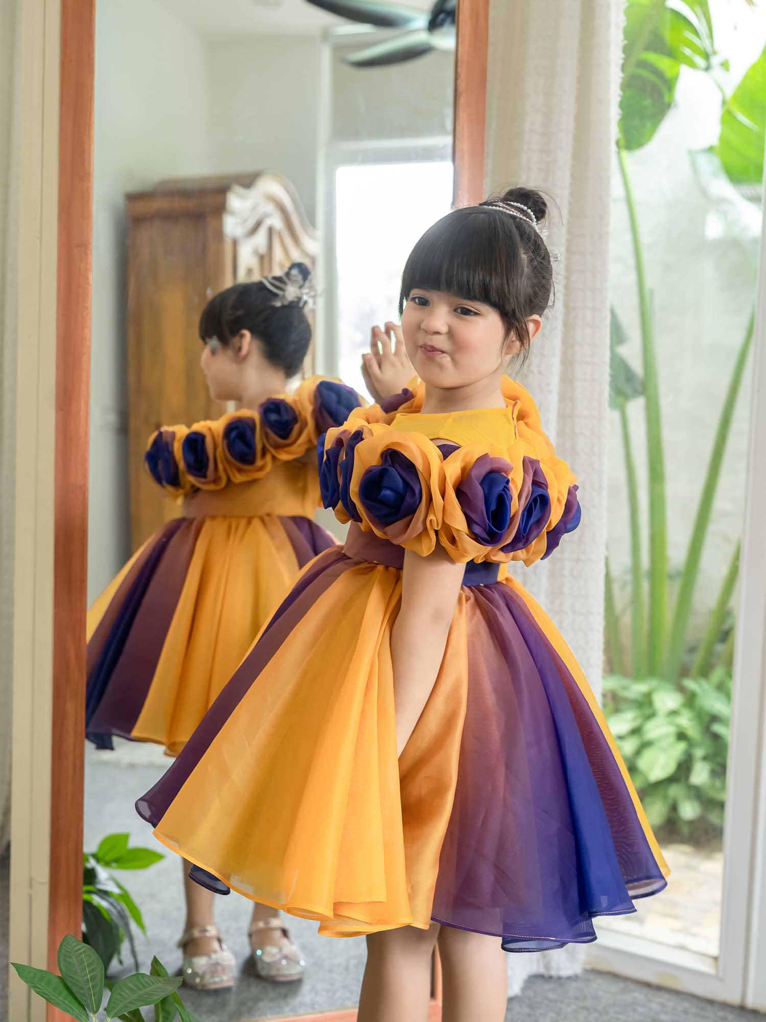 JANYAS CLOSET Rosette Royale Ombre Party Dress