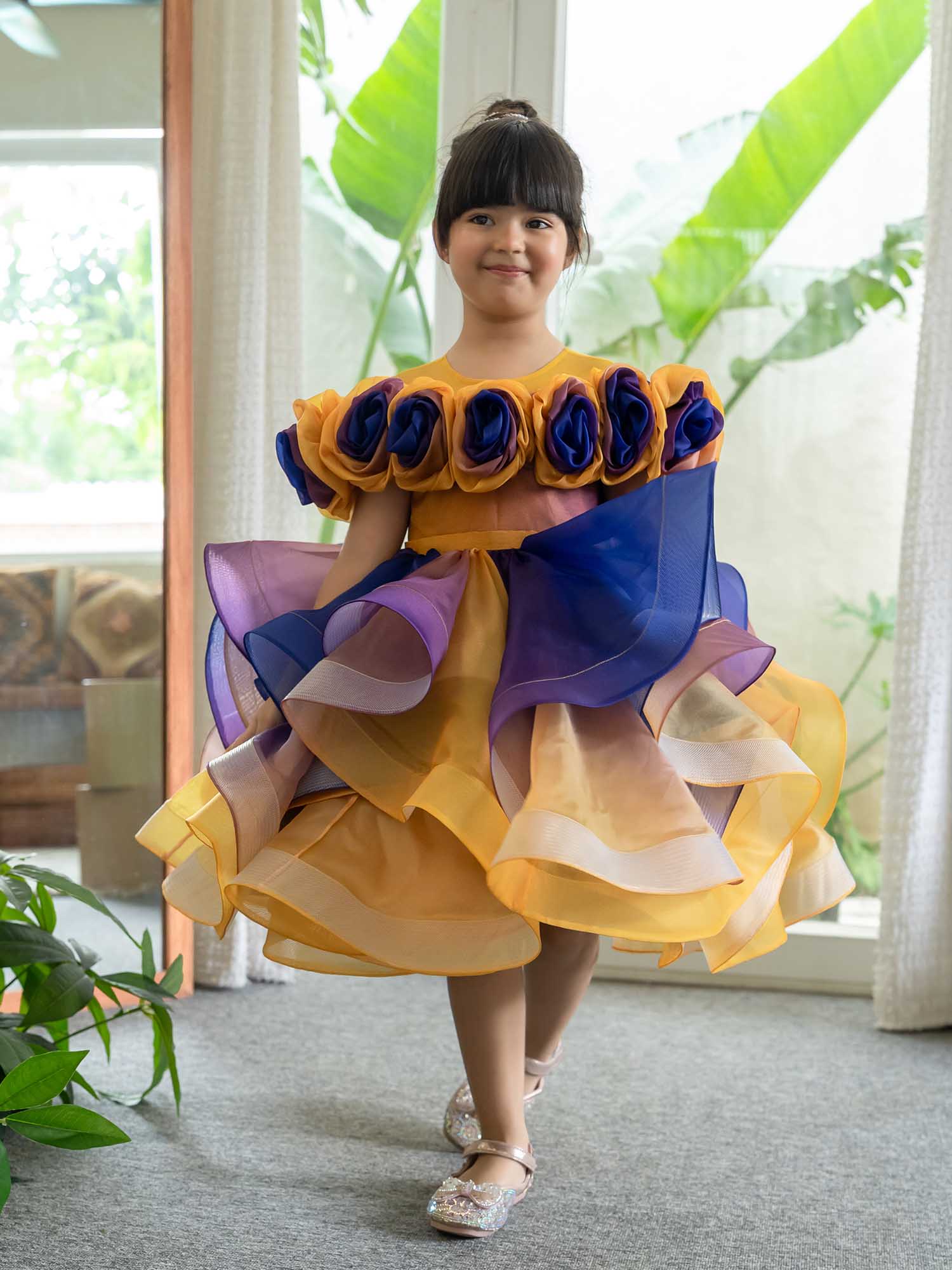 JANYAS CLOSET Rosette Royale Ombre Convertible Dress