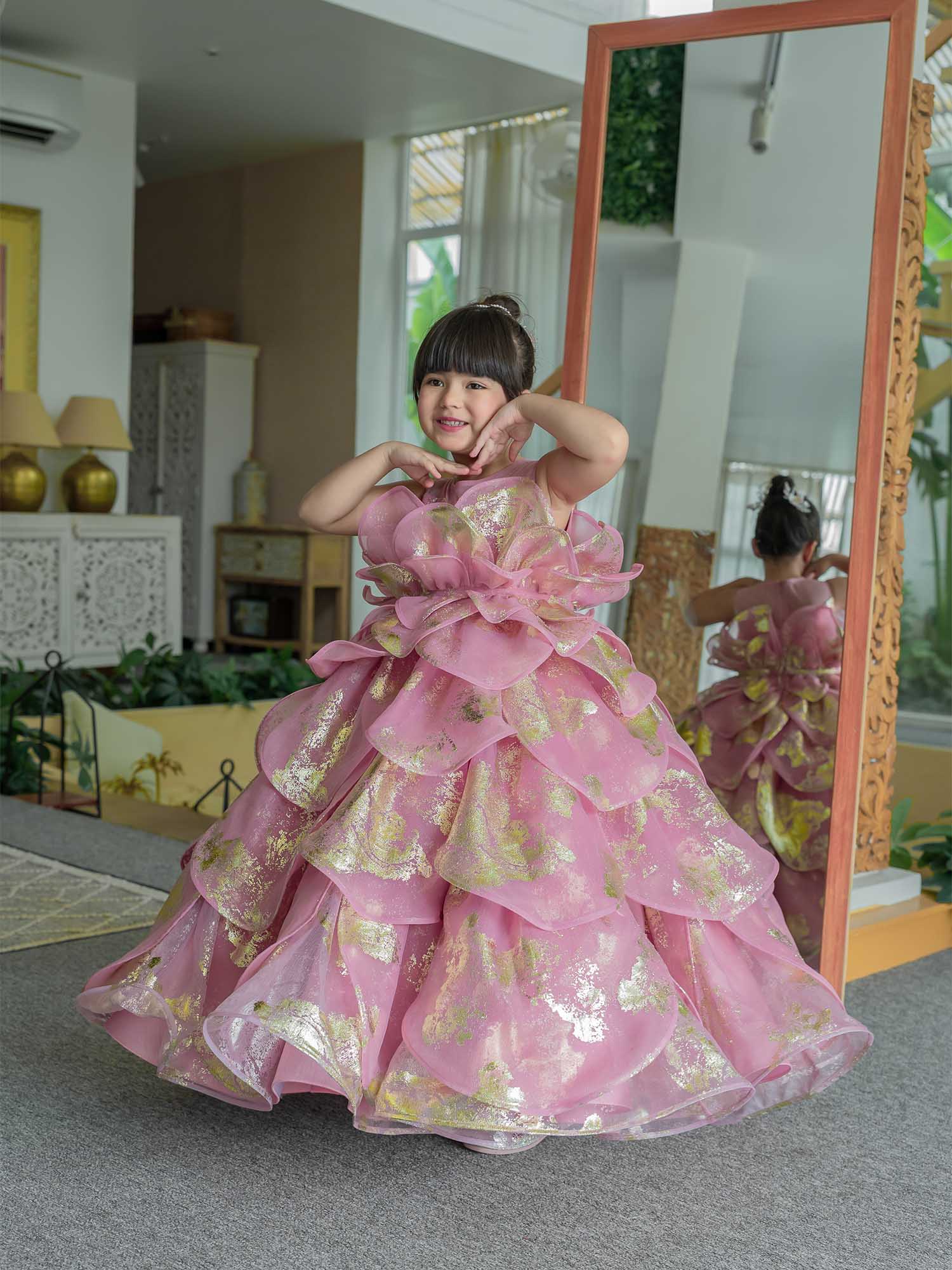 JANYAS CLOSET Enchanted Pink Petal Princess Gown